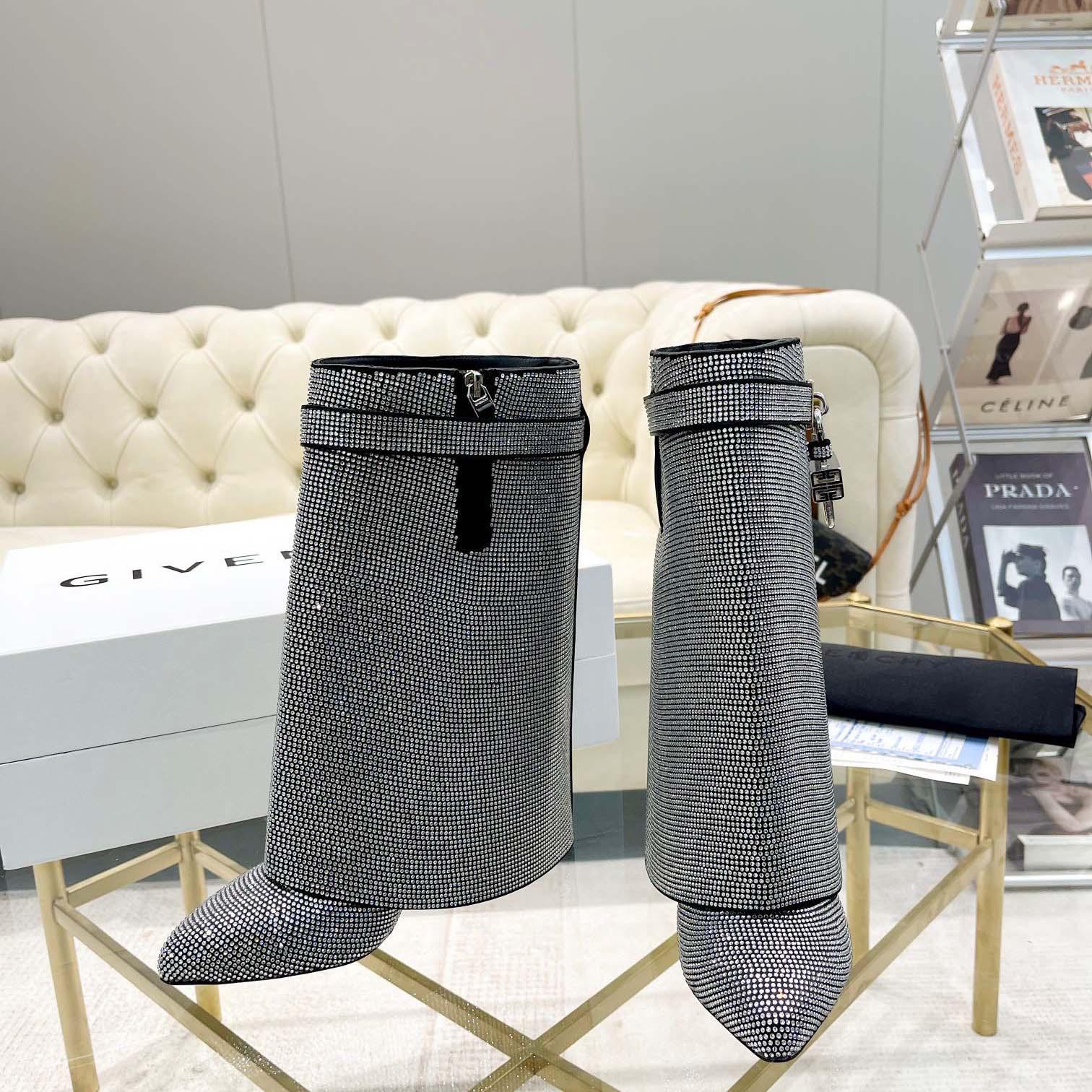 Givenchy Shark Lock Leather Knee-high Boots - DesignerGu