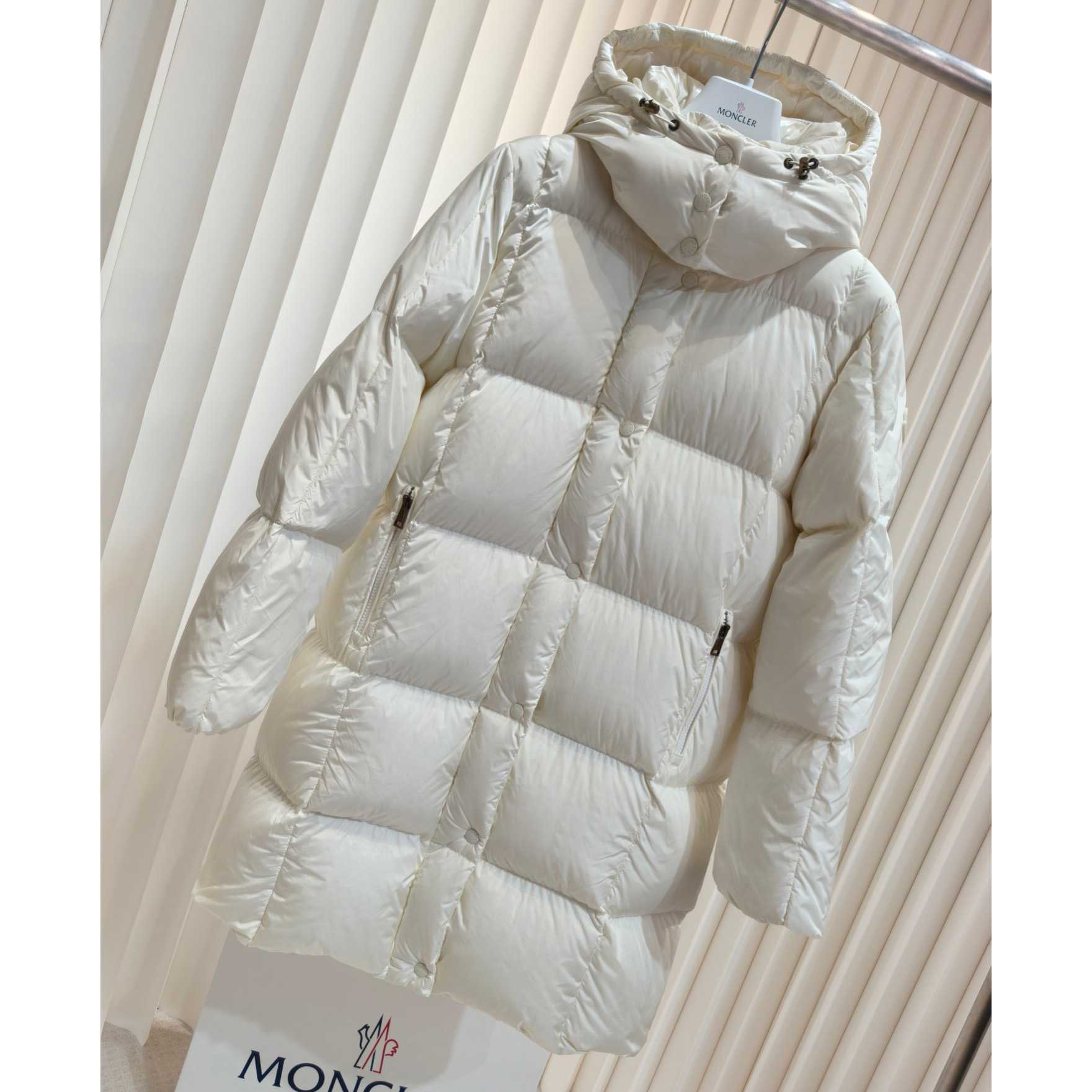 Moncler Litte Square-Quilted Hooded Long Down Jacket - DesignerGu