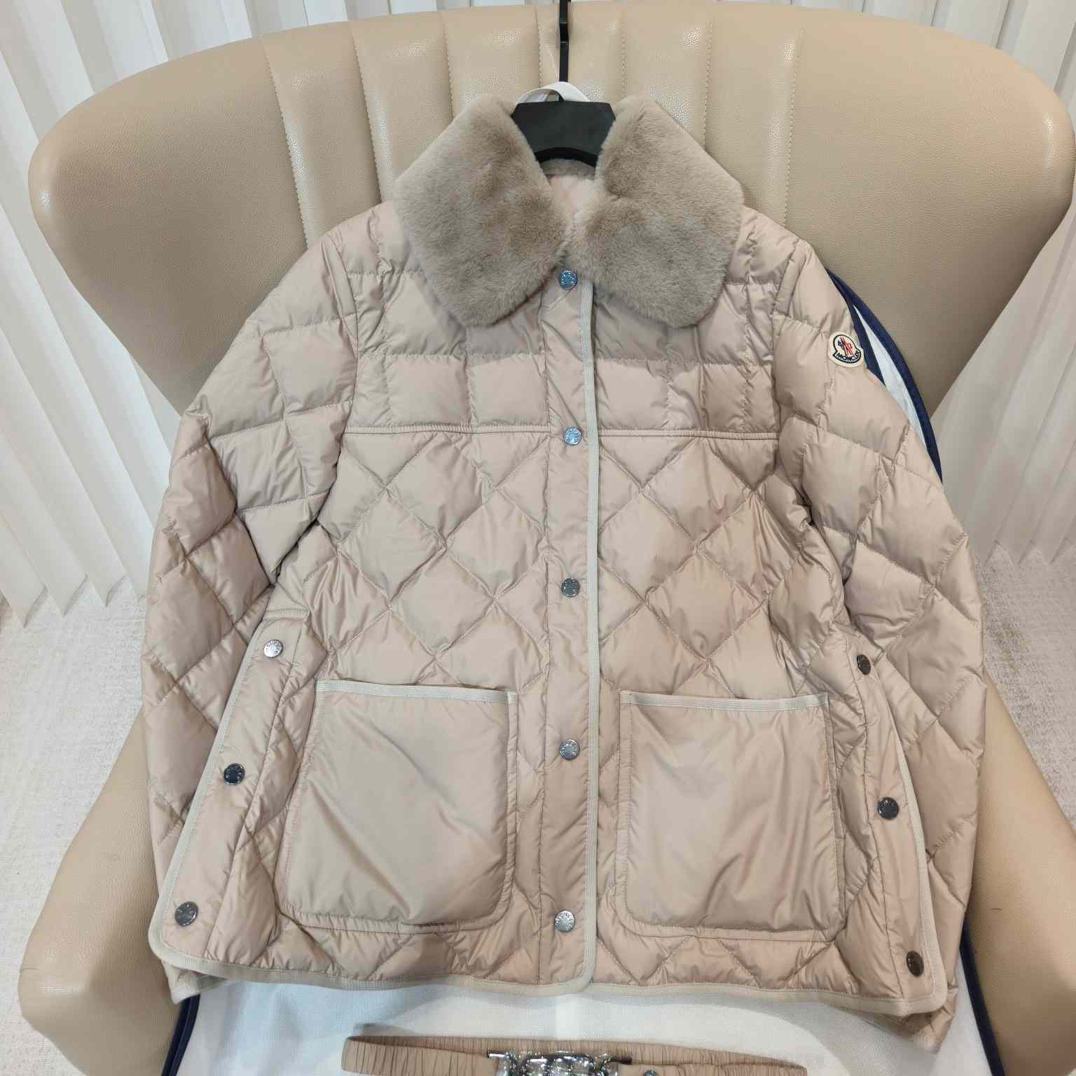 Moncler Cygne Faux Fur-Trimmed Short Down Jacket - DesignerGu
