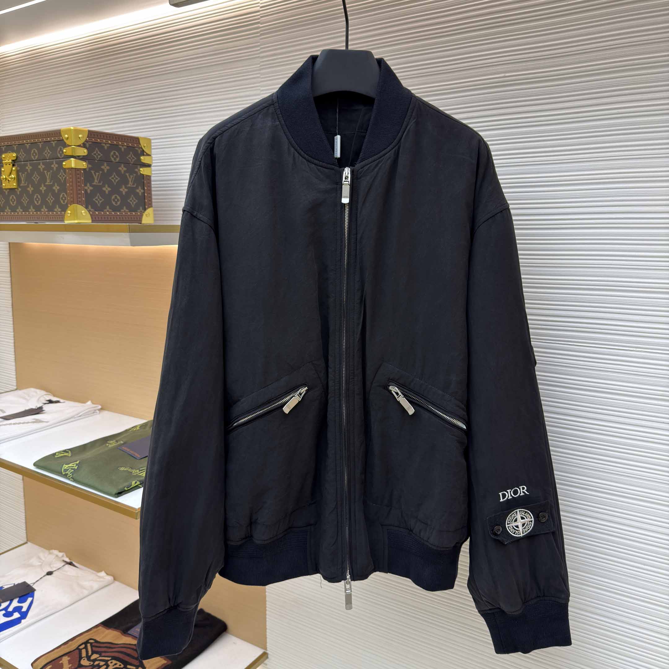 Dior x Stone Island Habotai Silk Blend Bomber Jacket Black  Dior x Stone Island Habotai Silk Blend Bomber Jacket Black  - DesignerGu