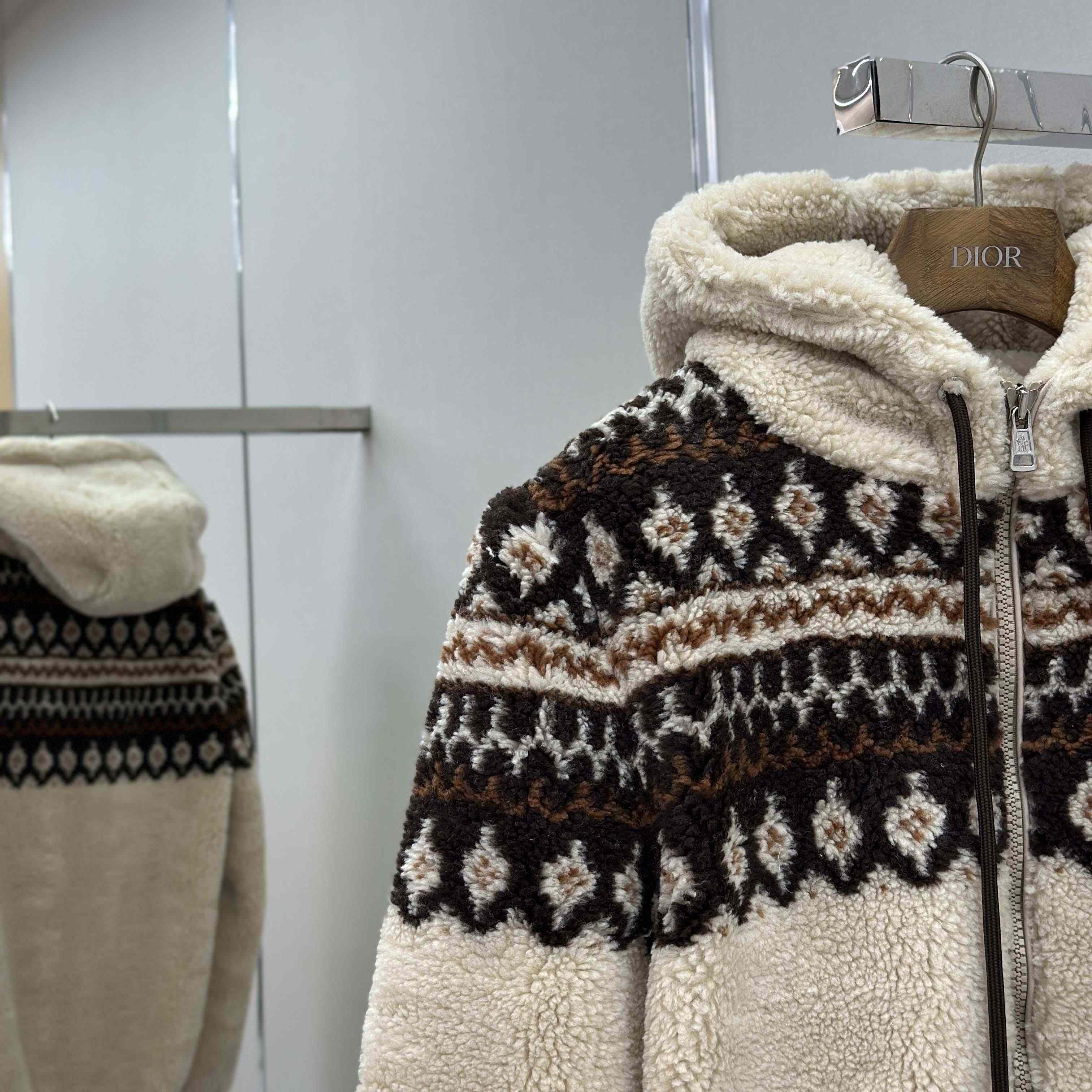 Moncler Geometric Jacquard Wool Blend Hoodie - DesignerGu