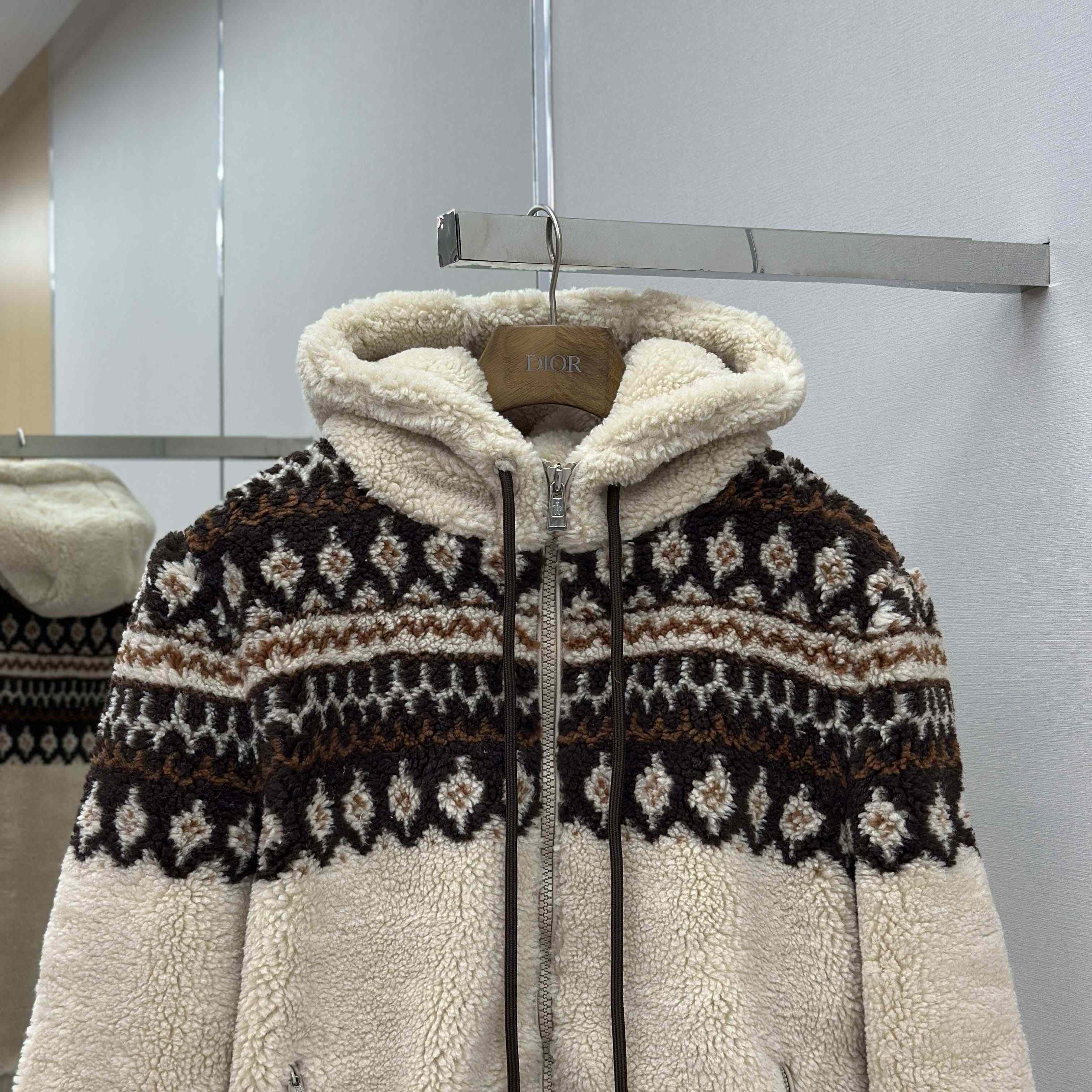 Moncler Geometric Jacquard Wool Blend Hoodie - DesignerGu