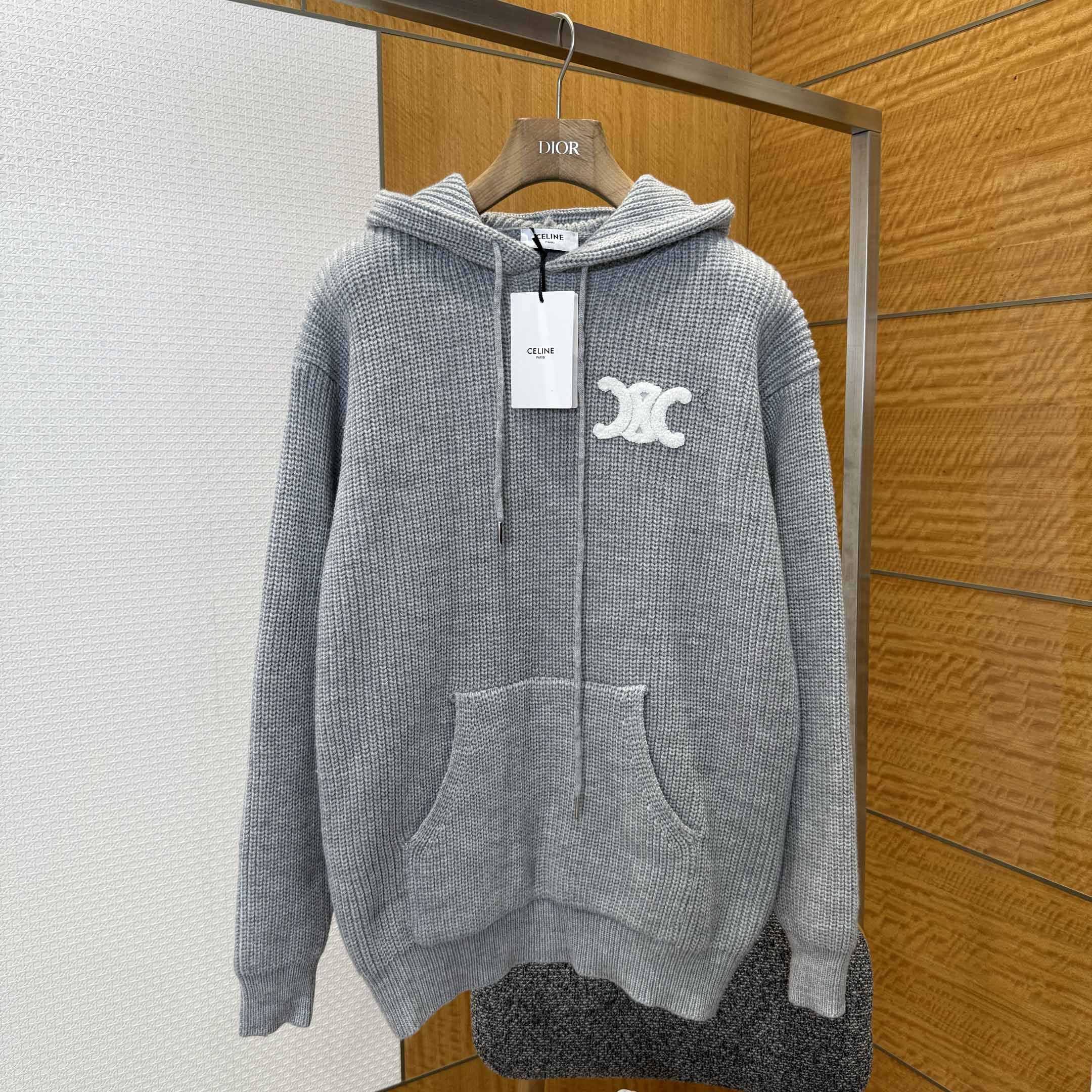 Celine Hooded Sweater In Ribbed Wool - DesignerGu