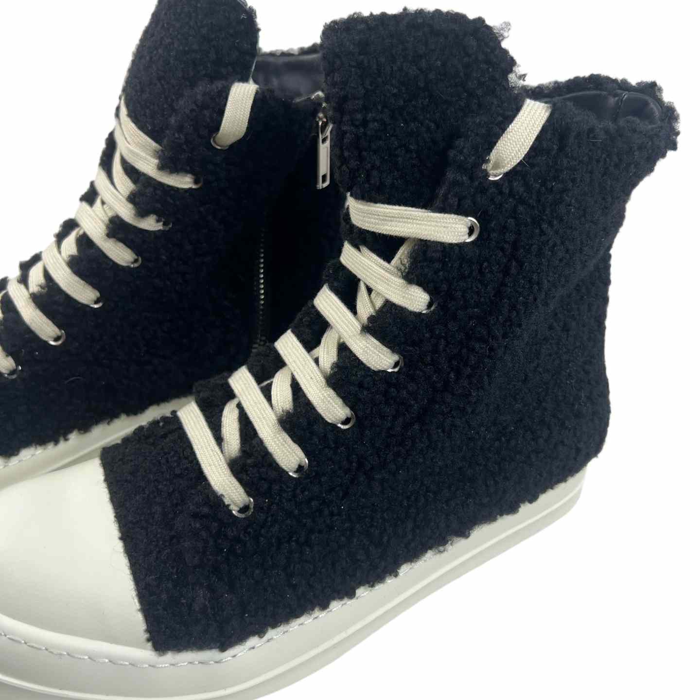 Rick Owens Fur High Top Sneakers - DesignerGu