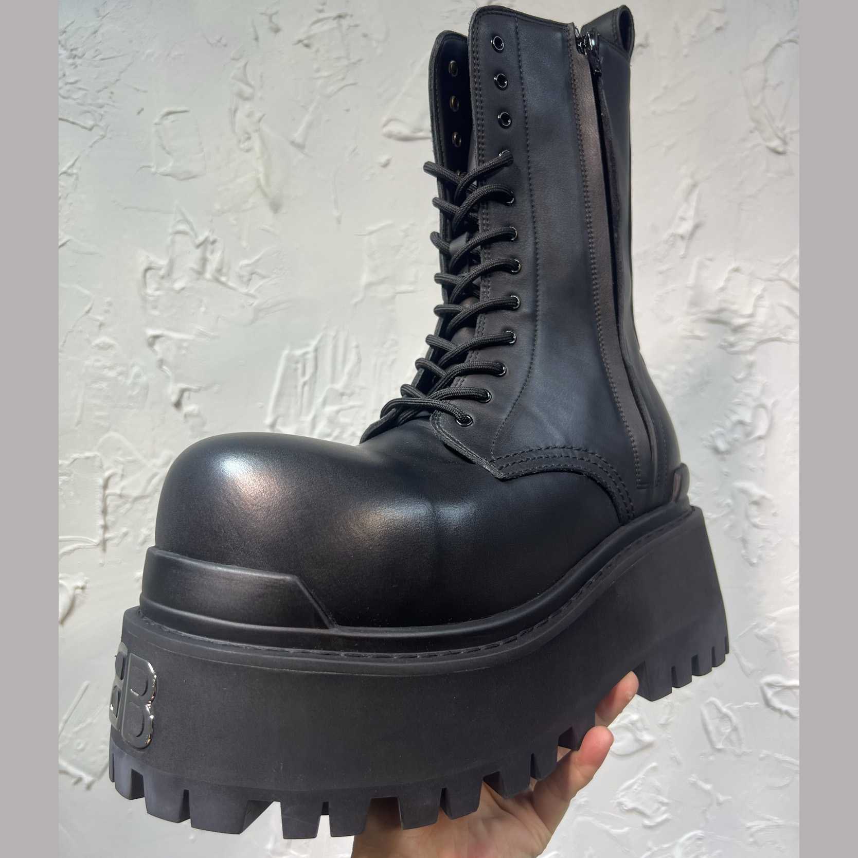 Balenciaga Strike Platform Bootie In Black - DesignerGu