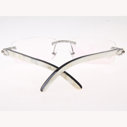 Cartier CT_3524012 White Mix Black Buffalo Eyeglasses In Silver - DesignerGu