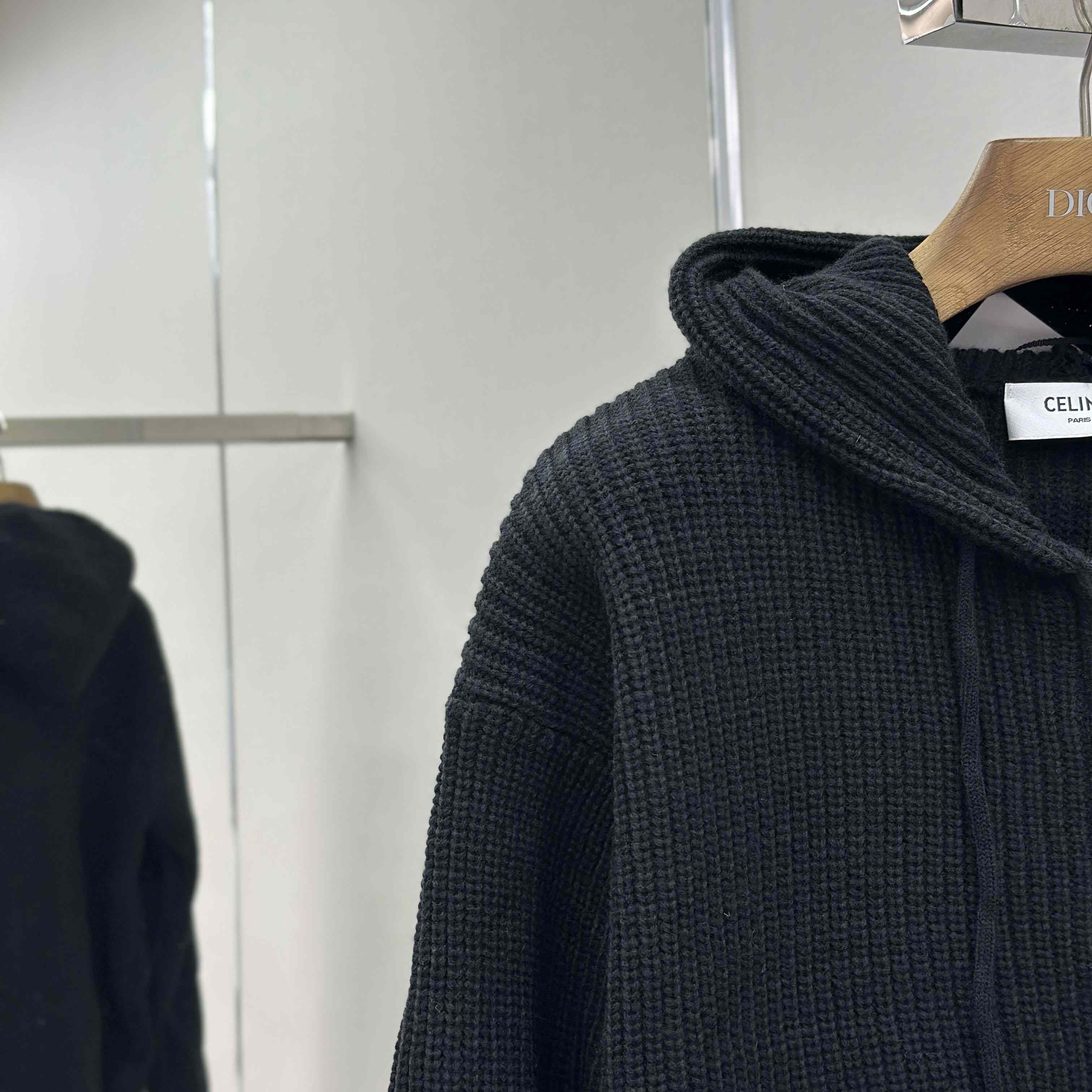 Celine Hooded Cardigan In Ribbed Wool - DesignerGu