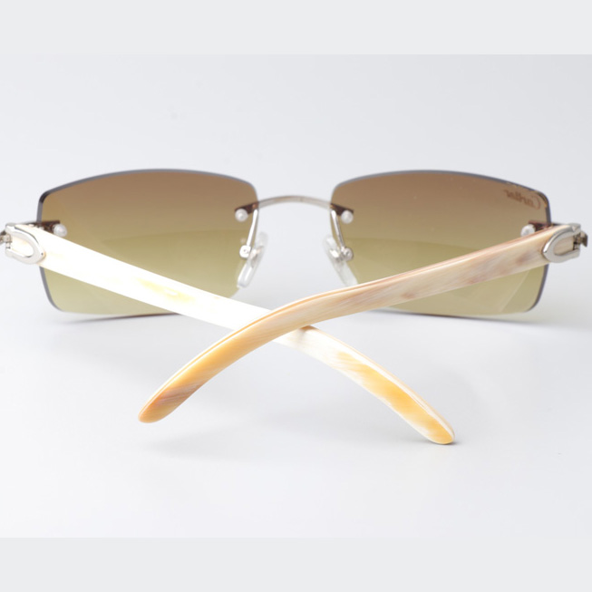 Cartier CT_3524012 White Buffalo Sunglasses In Silver Brown - DesignerGu