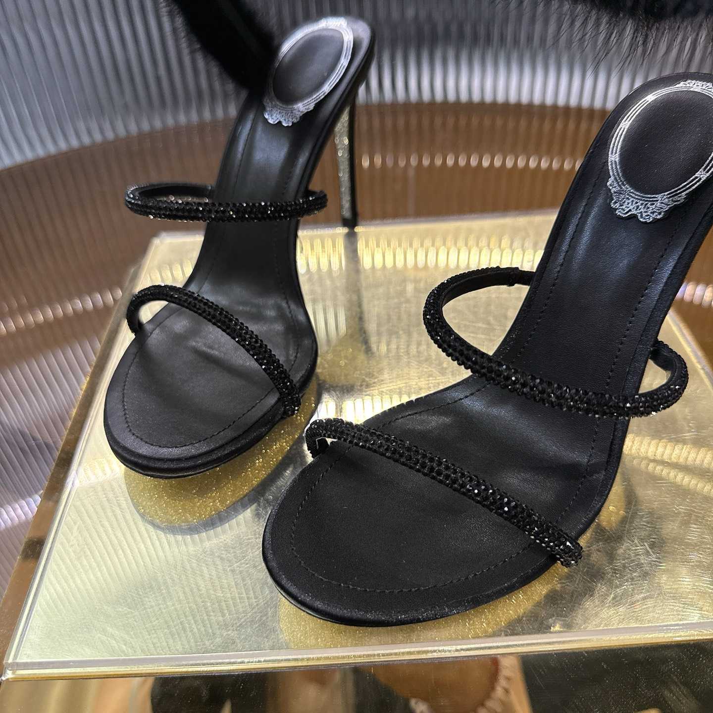 Rene Caovilla Lapin Fur-embellished 95mm Sandal   - DesignerGu