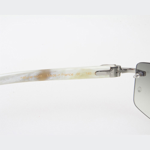 Cartier CT_3524012 White Buffalo Sunglasses In Silver Grey - DesignerGu