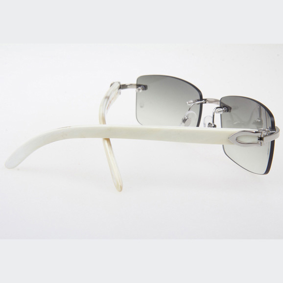 Cartier CT_3524012 White Buffalo Sunglasses In Silver Grey - DesignerGu