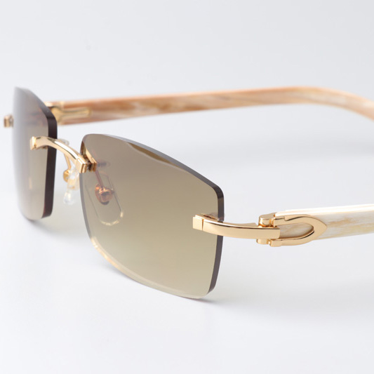 Cartier CT_3524012 White Buffalo Sunglasses In Gold Brown - DesignerGu