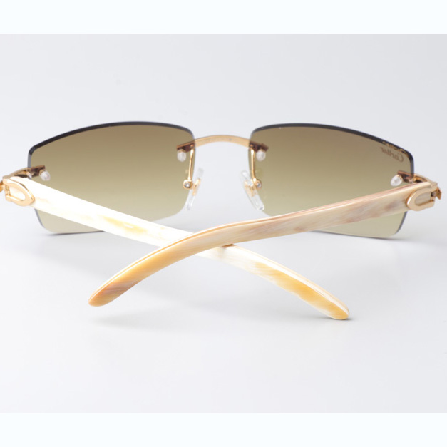Cartier CT_3524012 White Buffalo Sunglasses In Gold Brown - DesignerGu