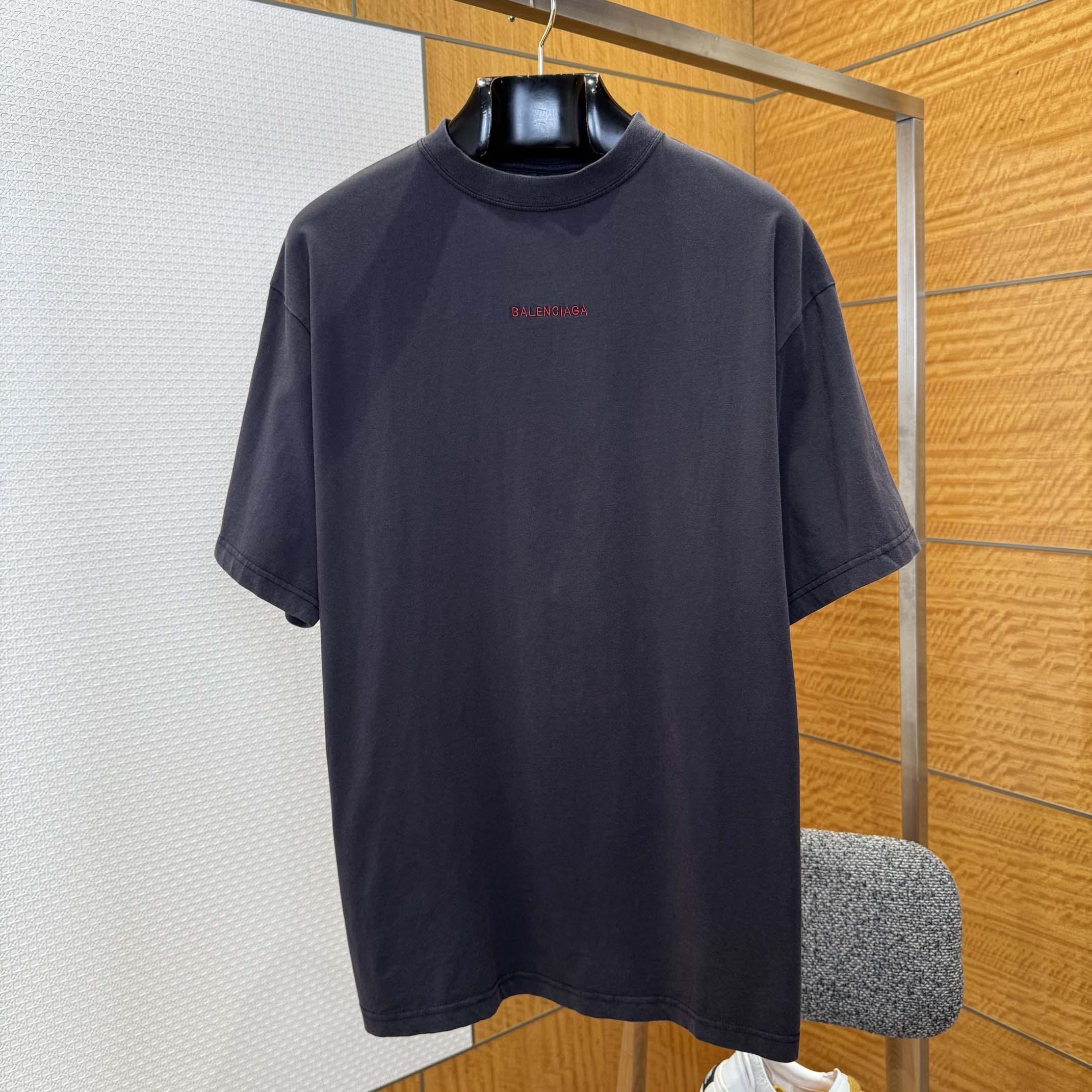 Balenciaga Back T-Shirt Medium Fit in Faded Black /Red - DesignerGu
