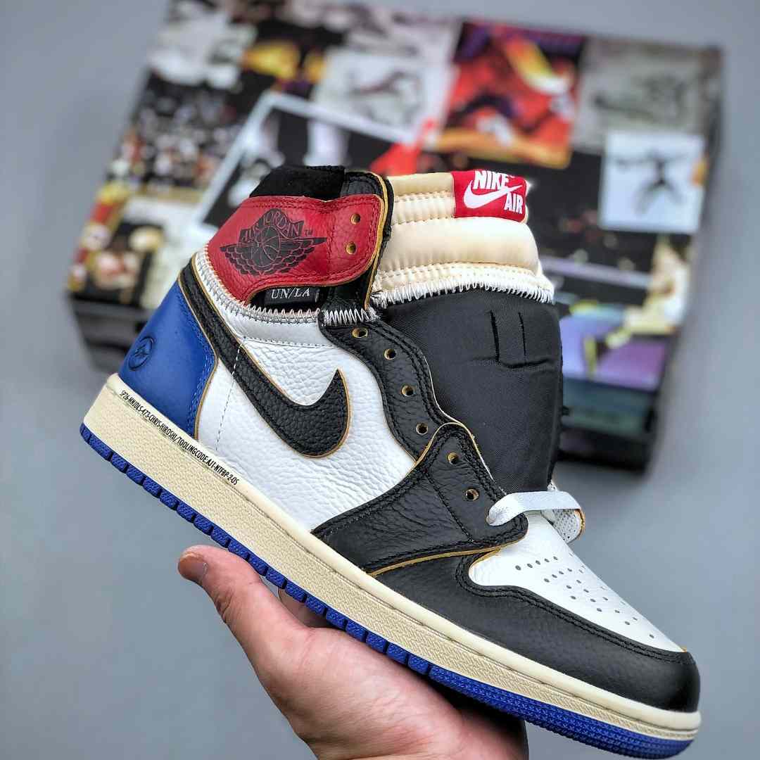 Union LA x Fragment Design x Air Jordan 1 High OG “Black White Blue” IO7847-002 - DesignerGu