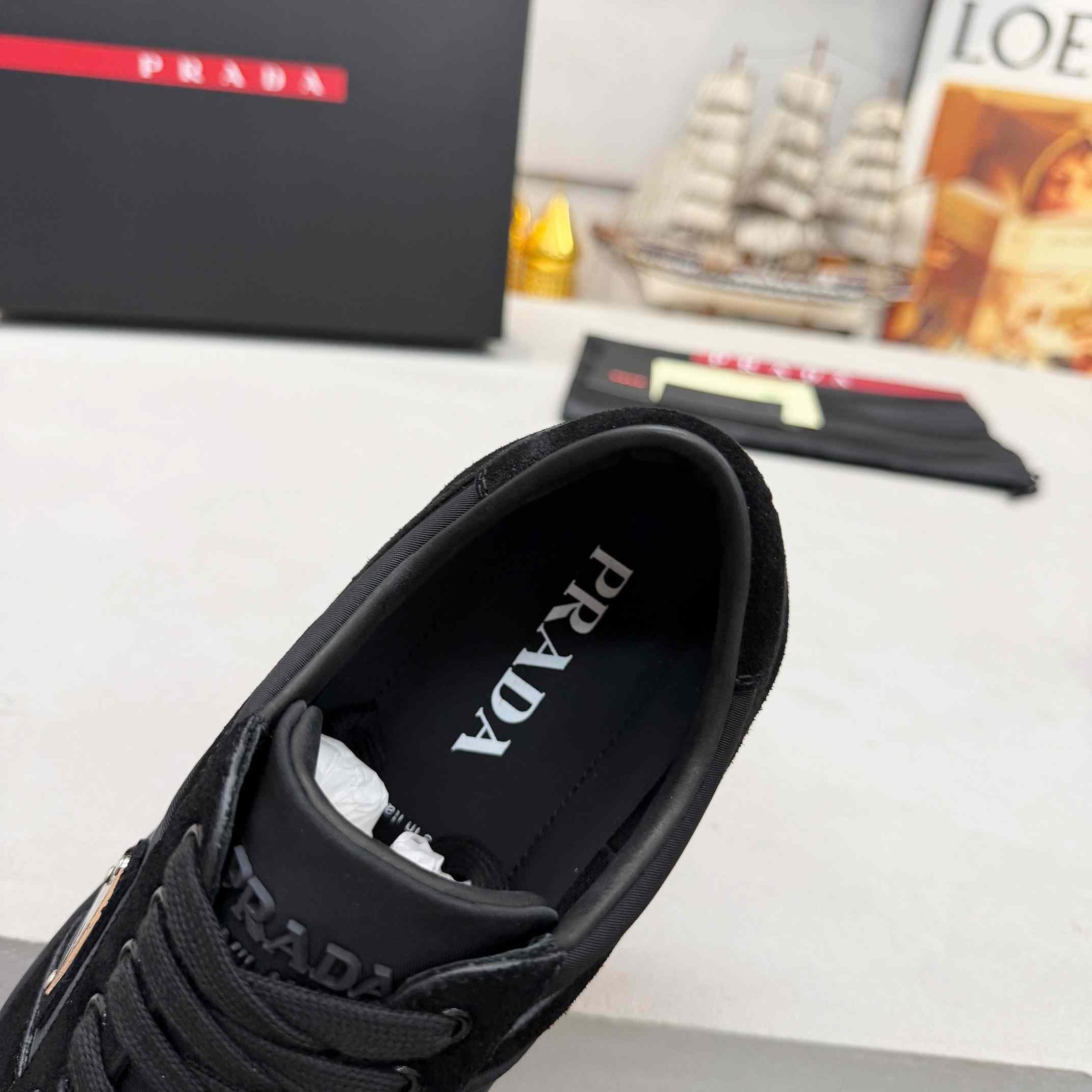 Prada Downtown Re-Nylon And Suede Sneakers - DesignerGu