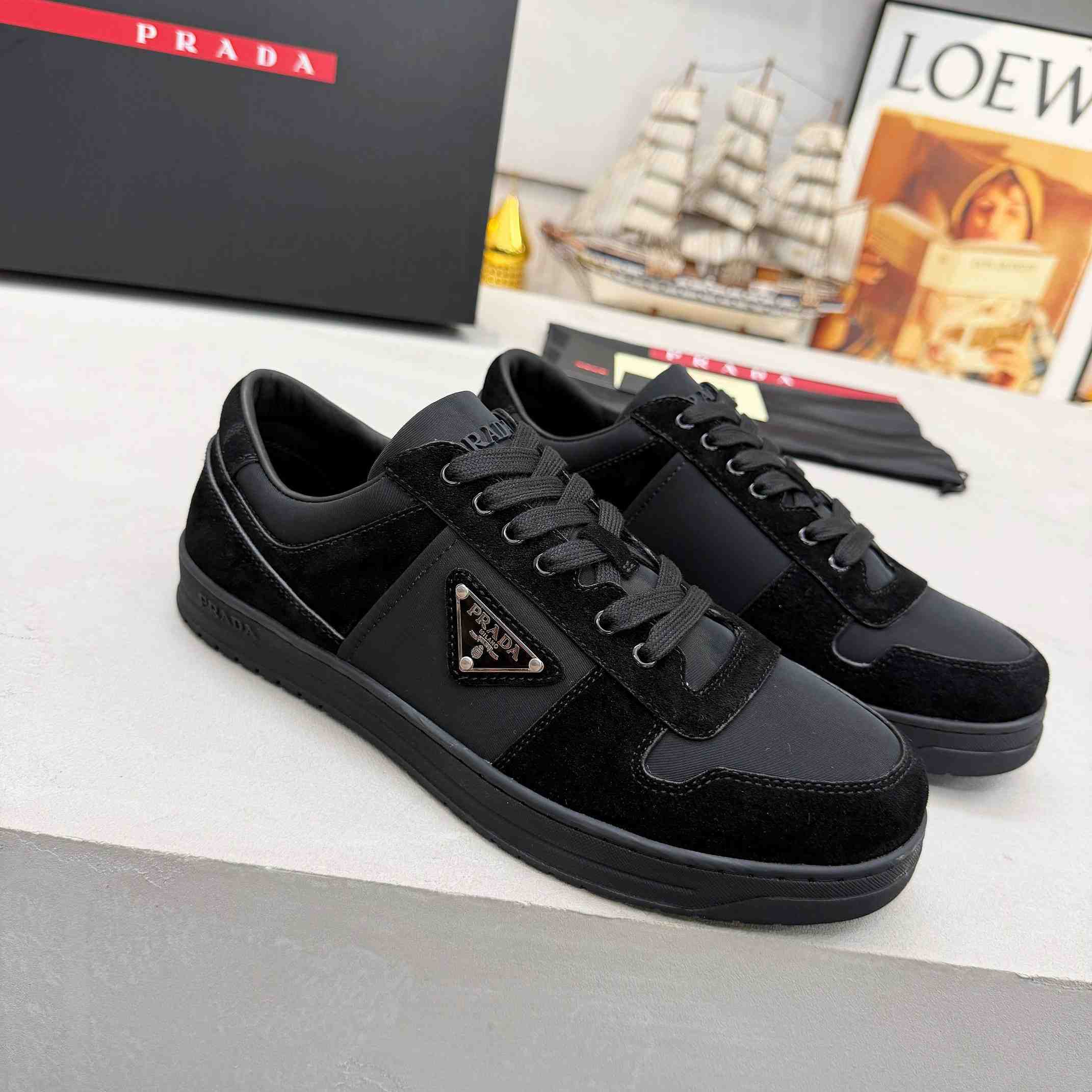 Prada Downtown Re-Nylon And Suede Sneakers - DesignerGu