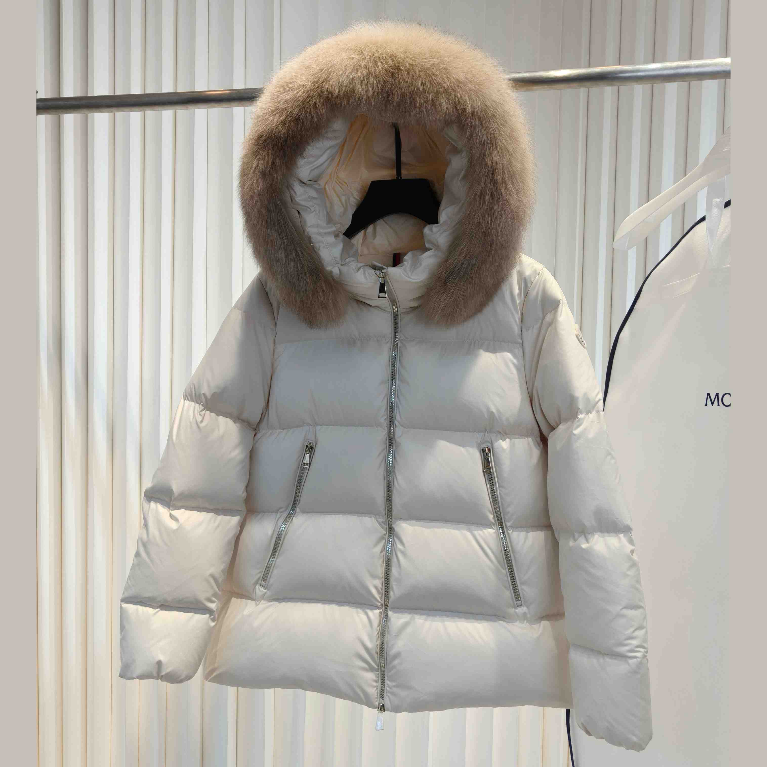 Moncler Laichefur Hooded Shearling-Trimmed Short Down Jacket - DesignerGu
