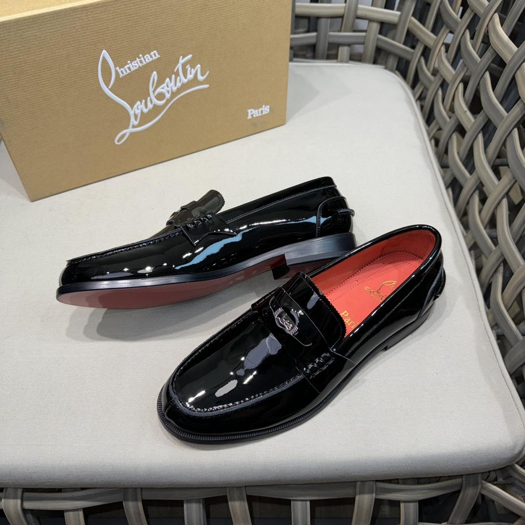Christian Louboutin Penny Loafers - Patent calf leather - Black - DesignerGu