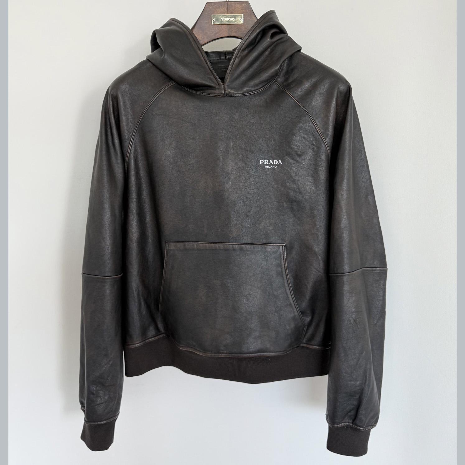 Prada Leather Hoodie - DesignerGu