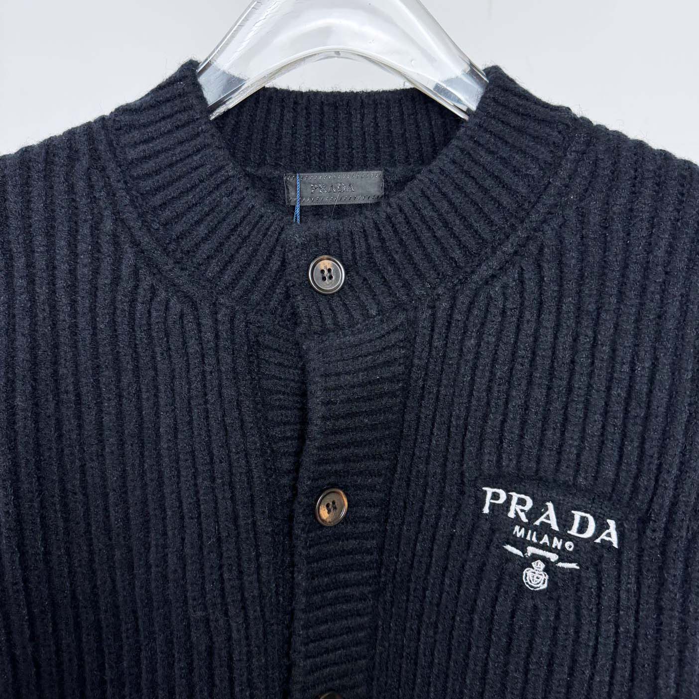 Prada Cashgora Ribbed-Knit Cardigan - DesignerGu
