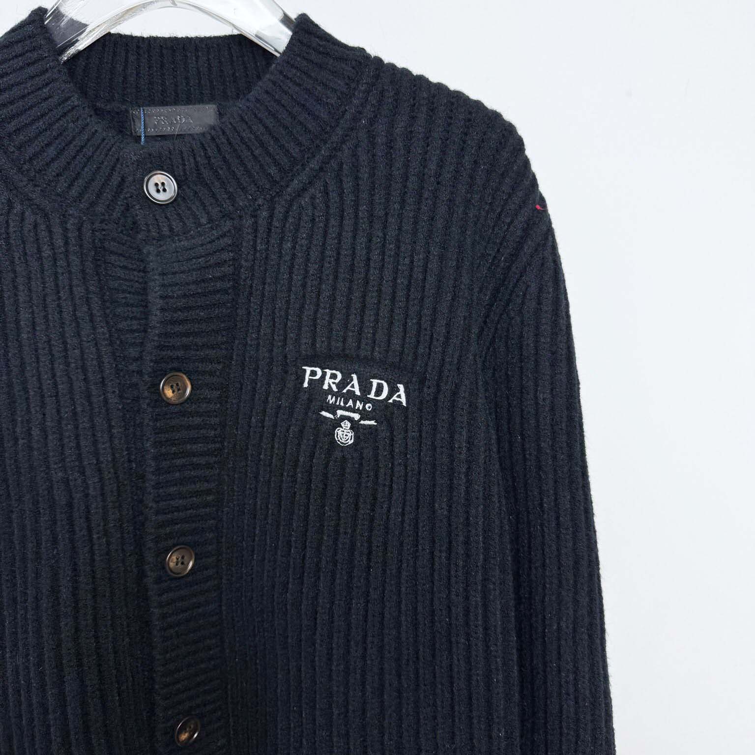 Prada Cashgora Ribbed-Knit Cardigan - DesignerGu