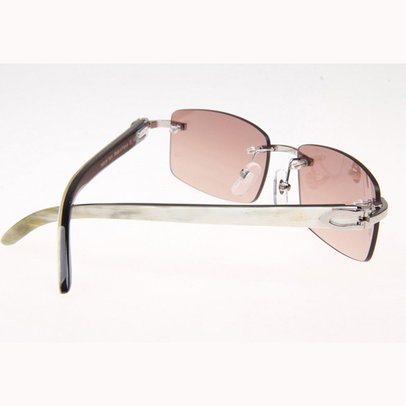 Cartier CT_3524012 White Mix Black Buffalo Sunglasses In Silver Brown - DesignerGu