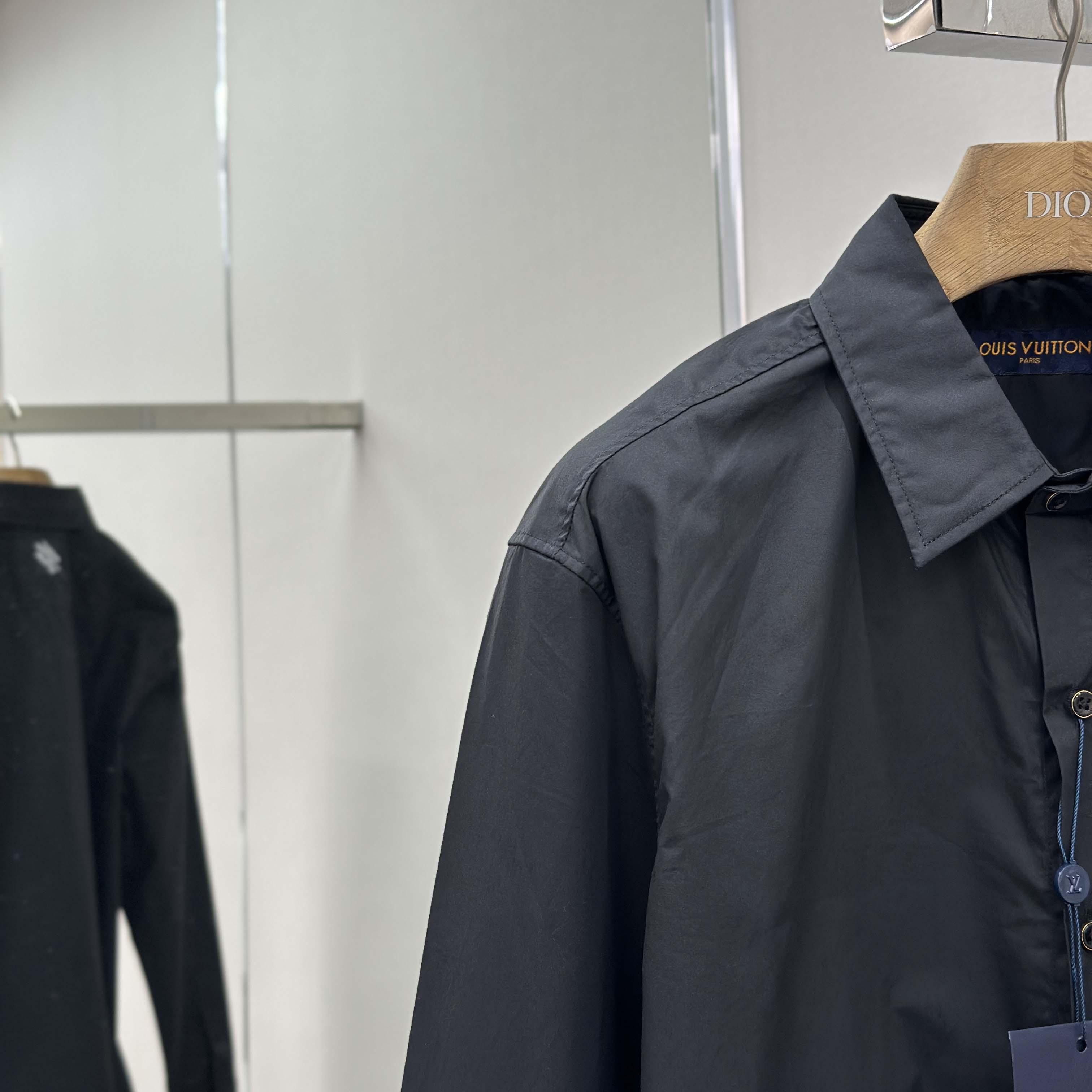 Louis Vuitton Embossed Signature Long-Sleeved Cotton Shirt    - DesignerGu