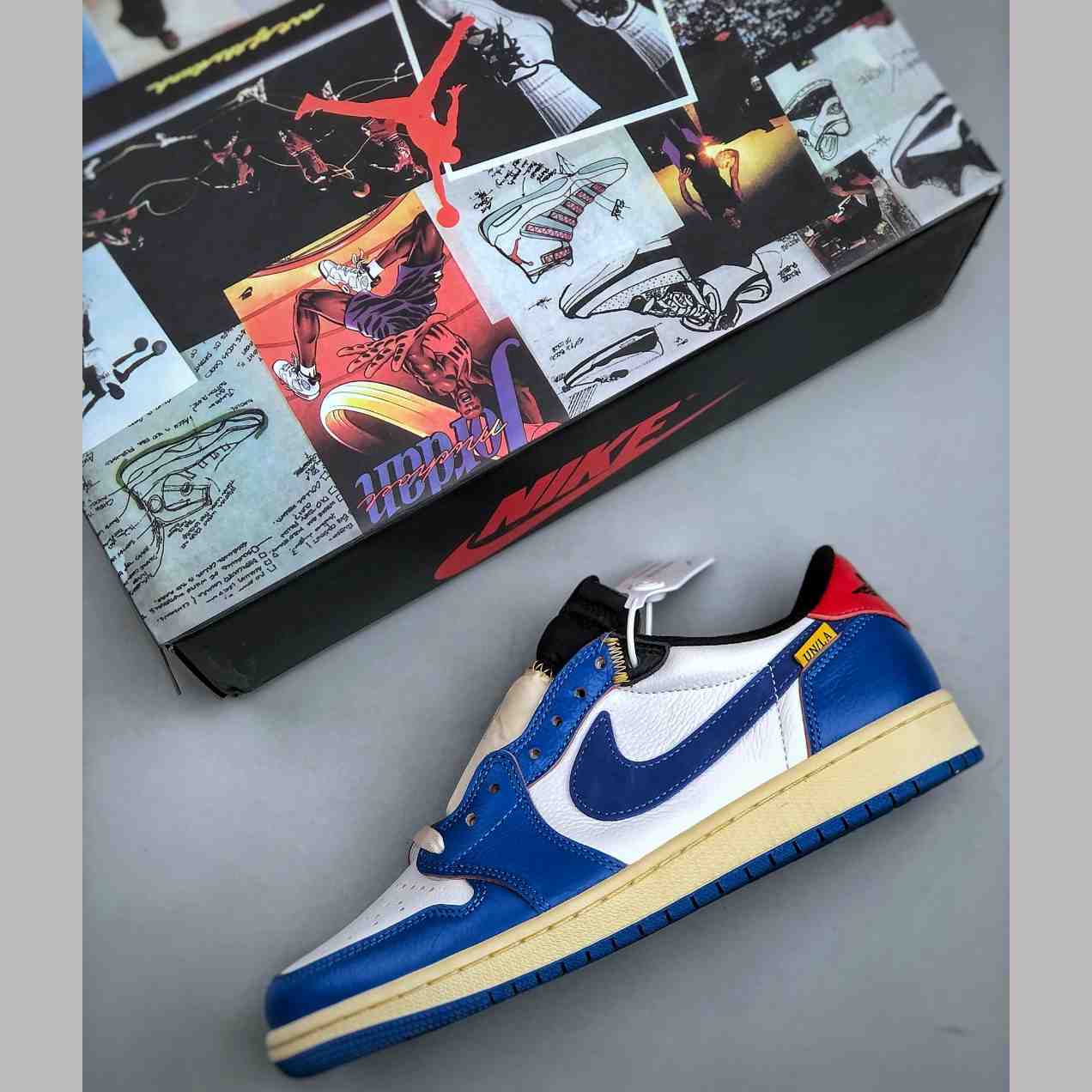 Union LA x Air Jordan 1 Low “White Blue Patchwork” HQ6998-146 - DesignerGu