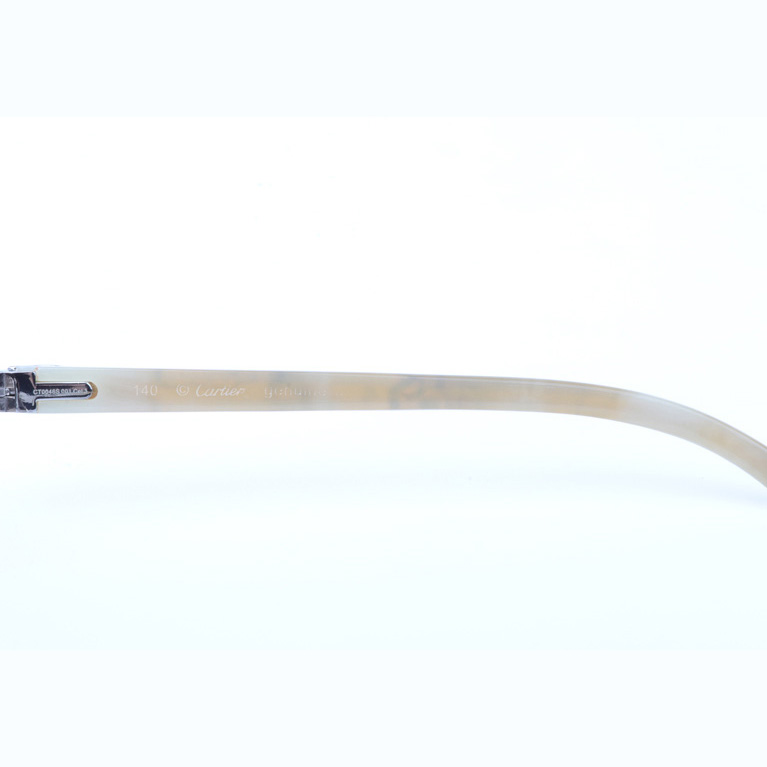 Cartier CT_3524012 Shell Mix White Buffalo Sunglasses In Silver Brown - DesignerGu