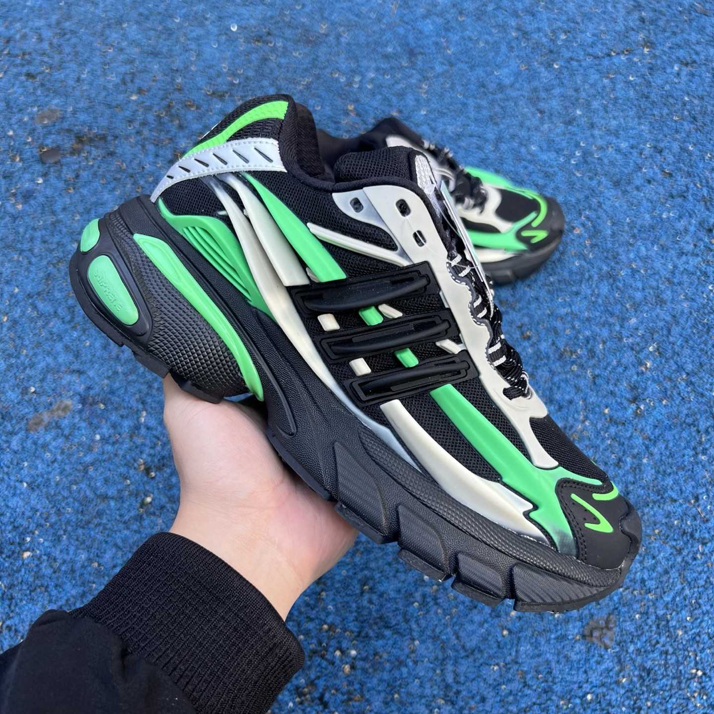 Pharrell x Virginia x adidas Adistar Jellyfish “Black/Green” Comfortable Fashion Slide JP9266 - DesignerGu