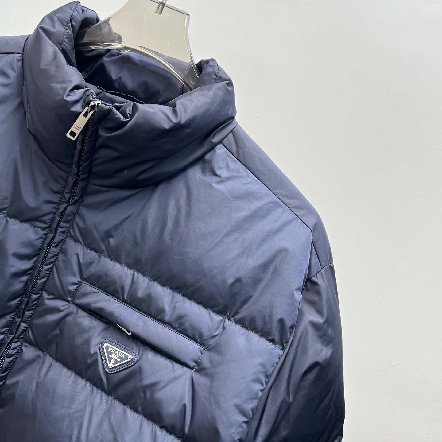 Prada Re-nylon Down Jacket In Navy Blue - DesignerGu