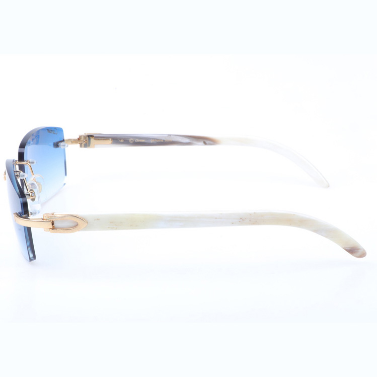 Cartier CT_3524012 White Buffalo Sunglasses In Gold Gradient Blue - DesignerGu