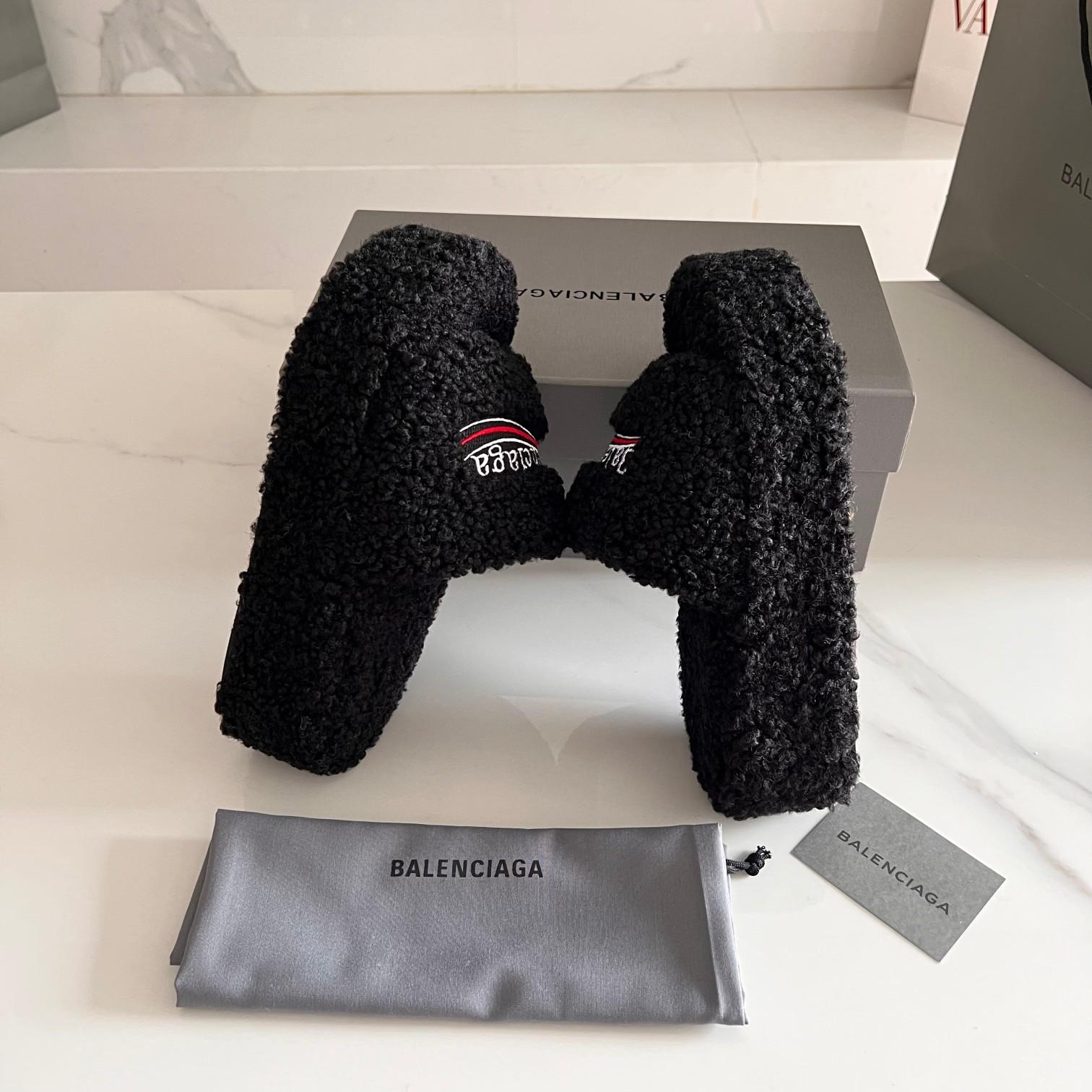 Balenciaga Furry Slide Sandals - DesignerGu