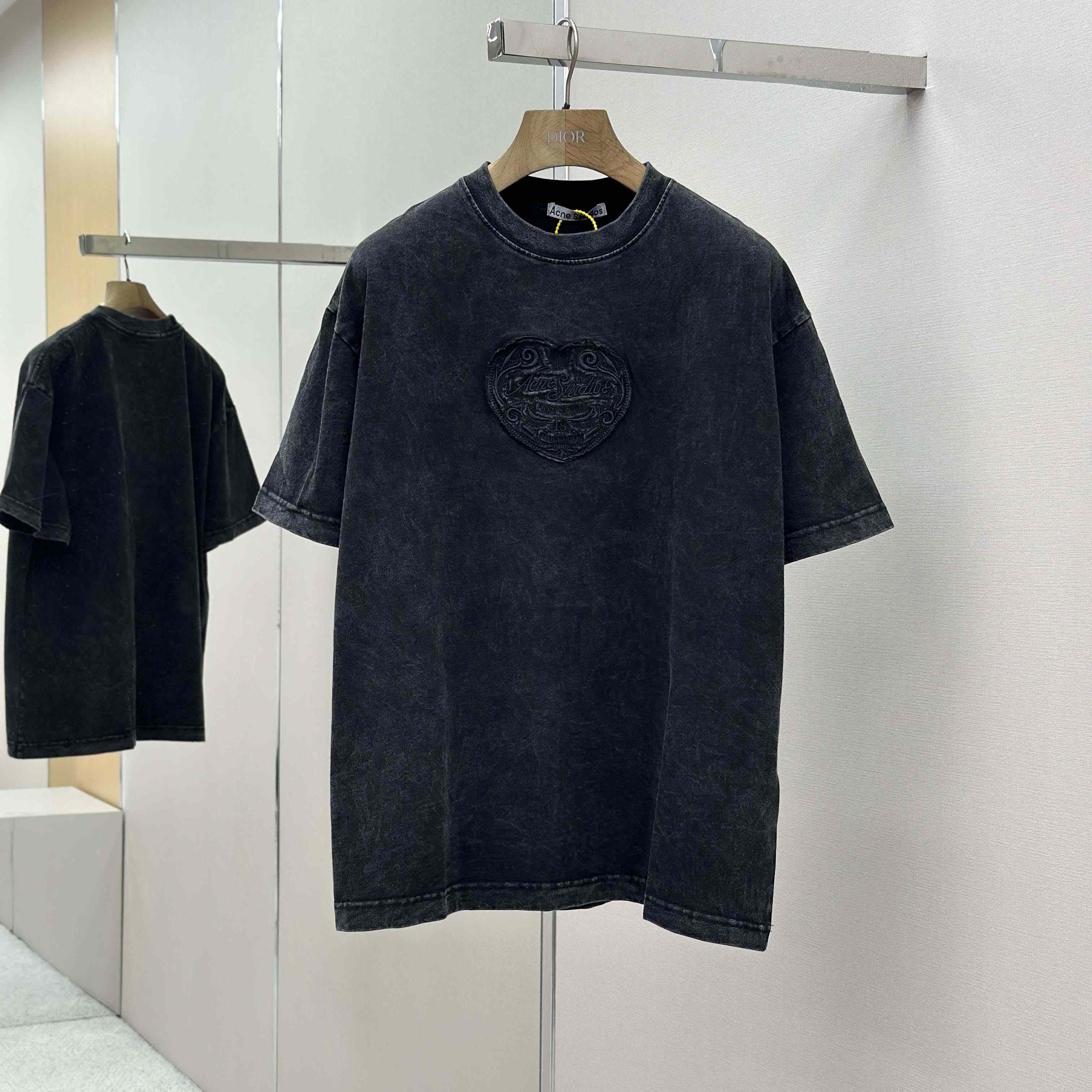 Acne Studios Logo T-shirt - Faded black - DesignerGu