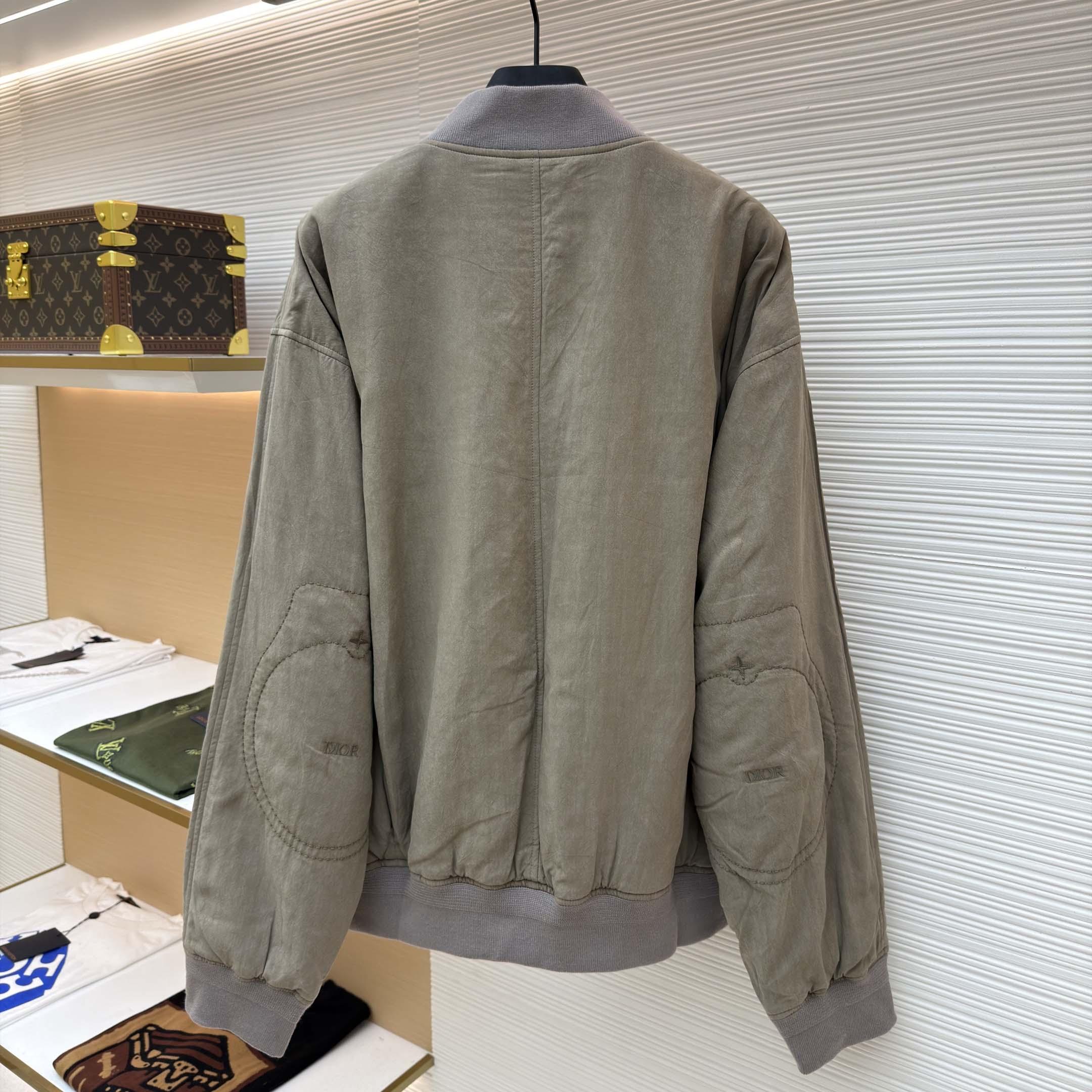 Dior x Stone Island Habotai Silk Blend Bomber Jacket Black  - DesignerGu