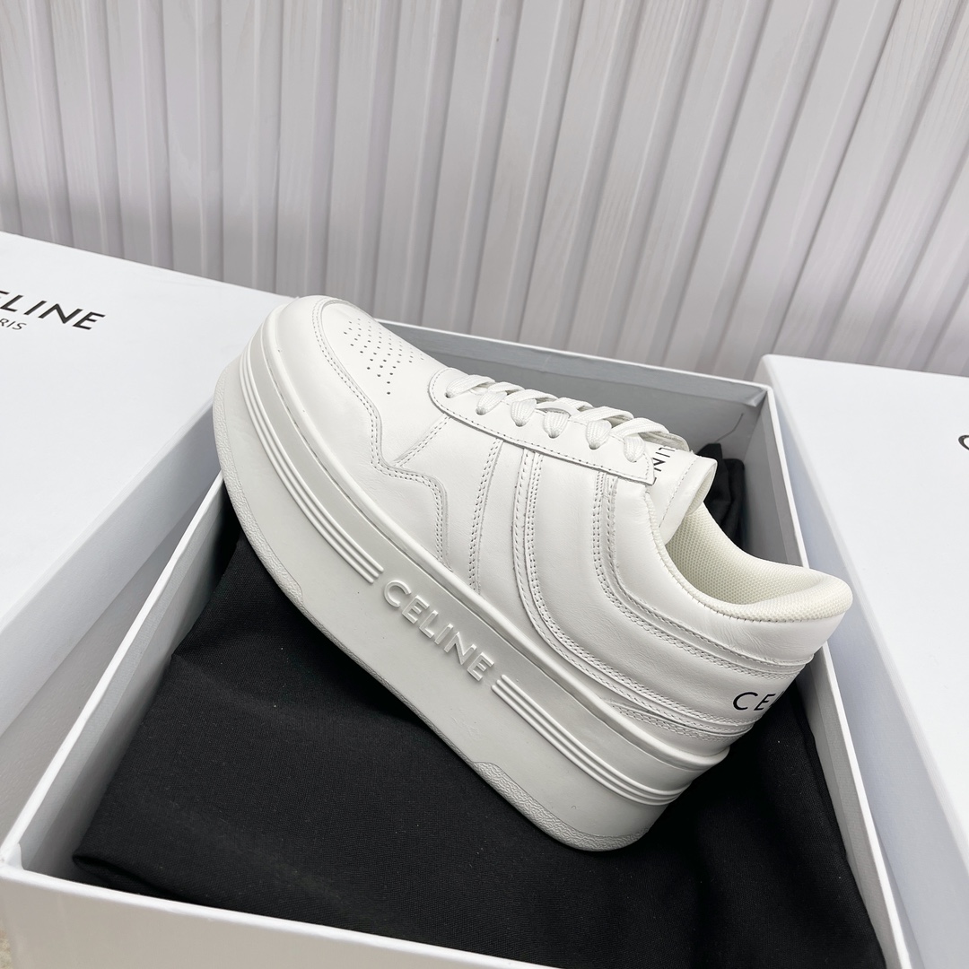 Celine Block Sneakers With Wedge Outsole In Calfskin - DesignerGu