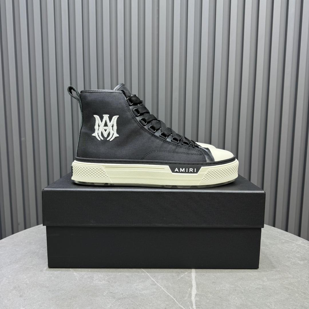 Amiri Black'MA' Court Hi Sneakers - DesignerGu