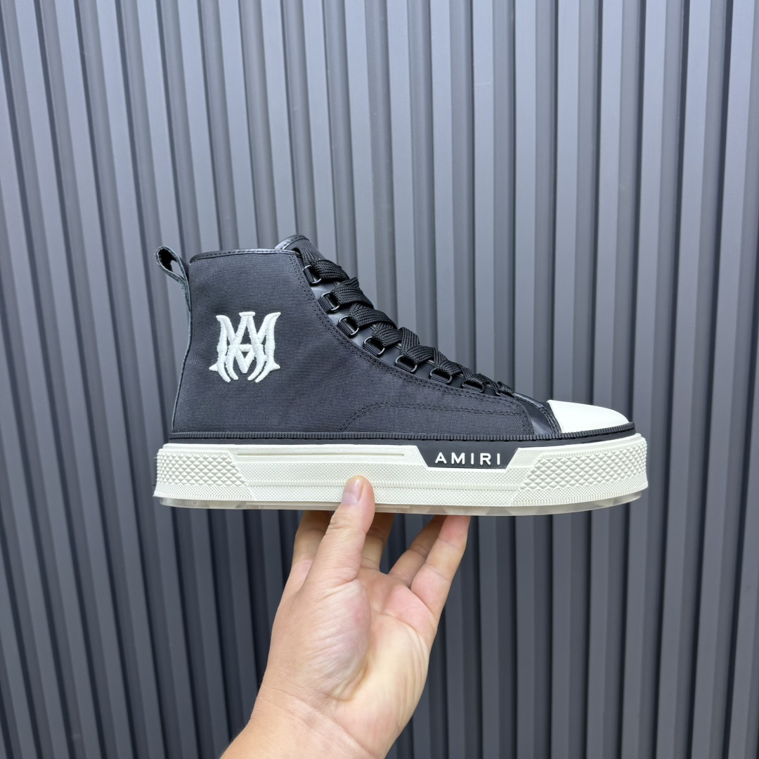 Amiri Black'MA' Court Hi Sneakers - DesignerGu