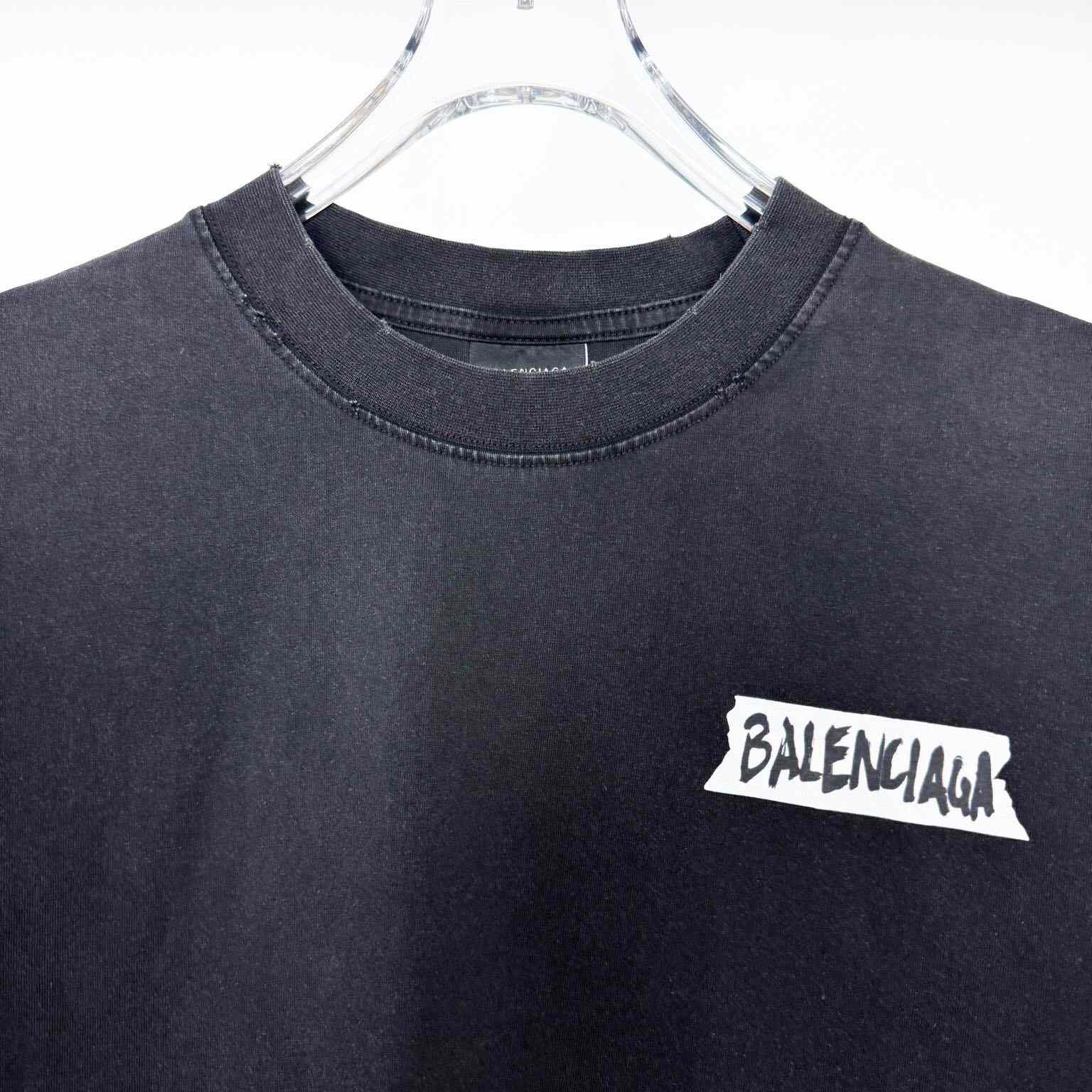 Balenciaga Masking Tape T-Shirt Medium Fit In Faded Black  - DesignerGu