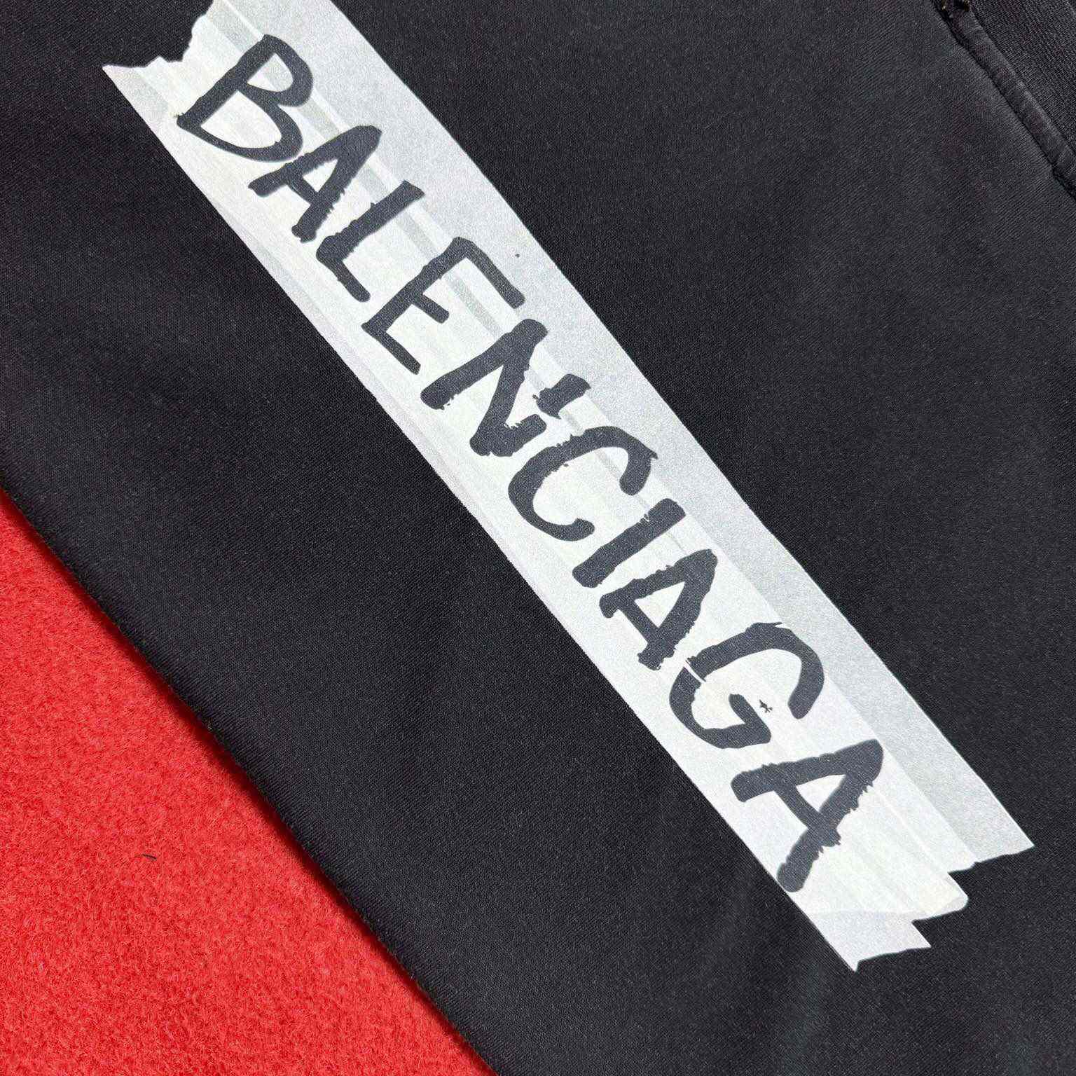 Balenciaga Masking Tape T-Shirt Medium Fit In Faded Black  - DesignerGu