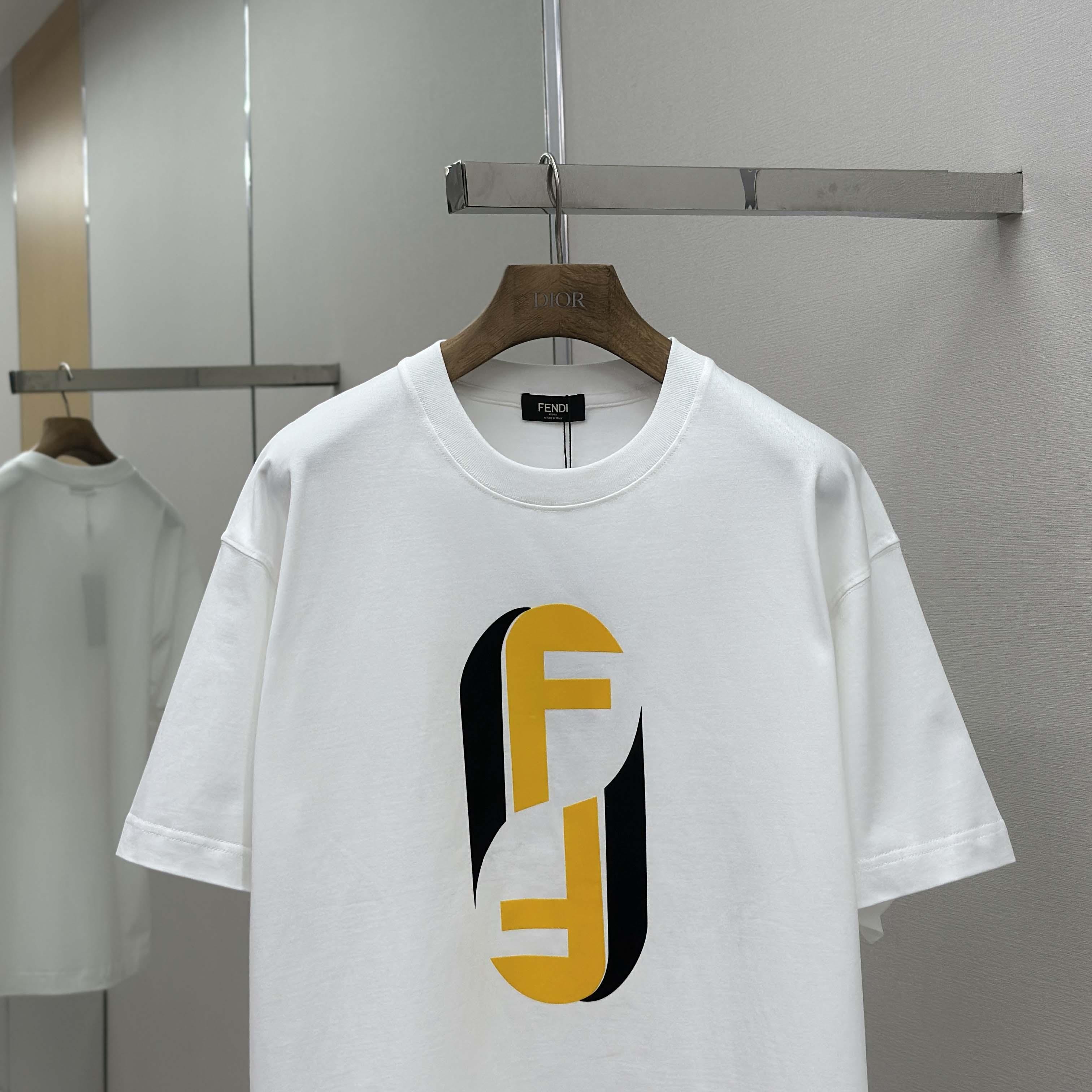 Fendi White Cotton T-shirt - DesignerGu
