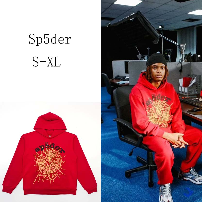 Sp5der Og Web V2 Hoodie 'Red' - DesignerGu