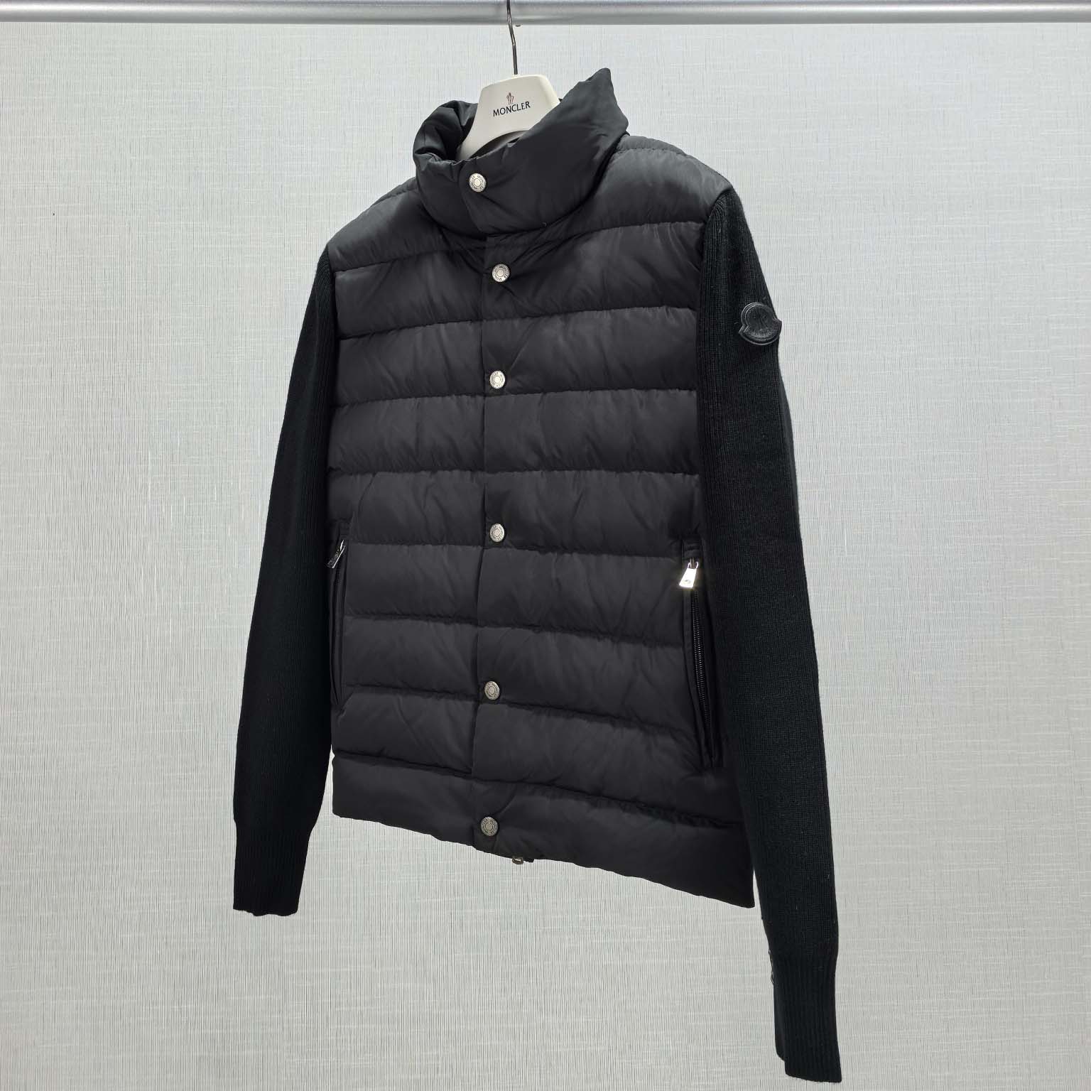 Moncler Ribbed Cotton and Quilted Shell Down Zip-Up Cardigan - DesignerGu