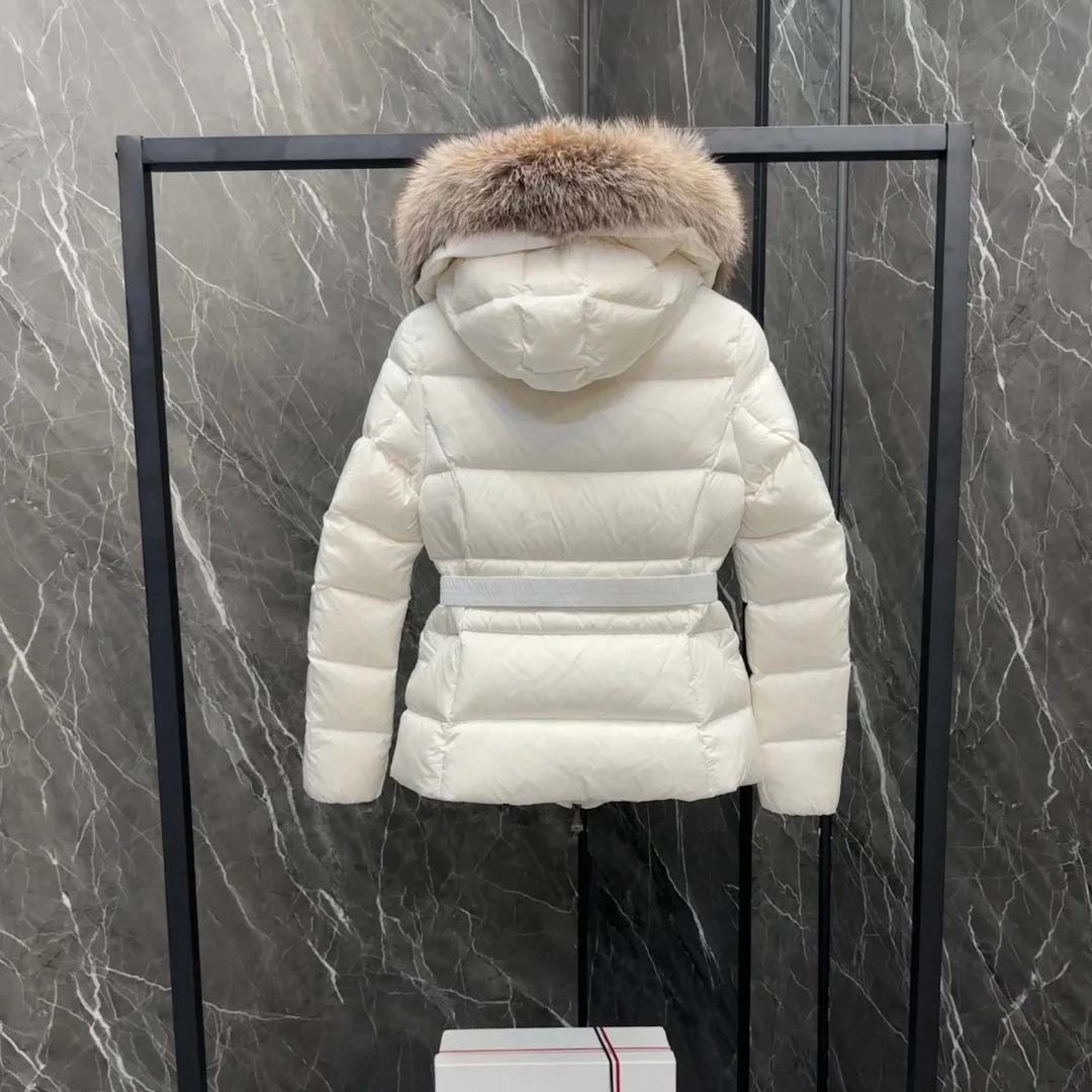 Moncler Belted Puffer Jacket With A Fur-trimmed Hood - DesignerGu