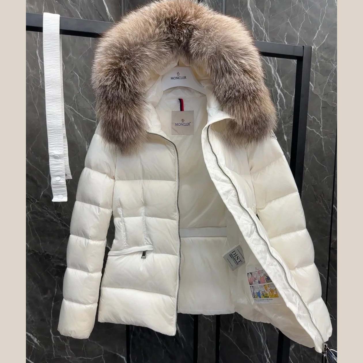 Moncler Belted Puffer Jacket With A Fur-trimmed Hood - DesignerGu