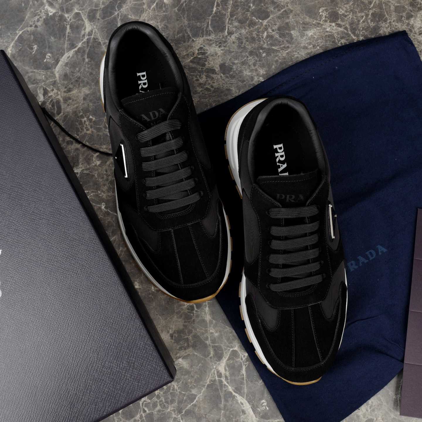 Prada Prax Suede And Re-Nylon Sneakers - DesignerGu
