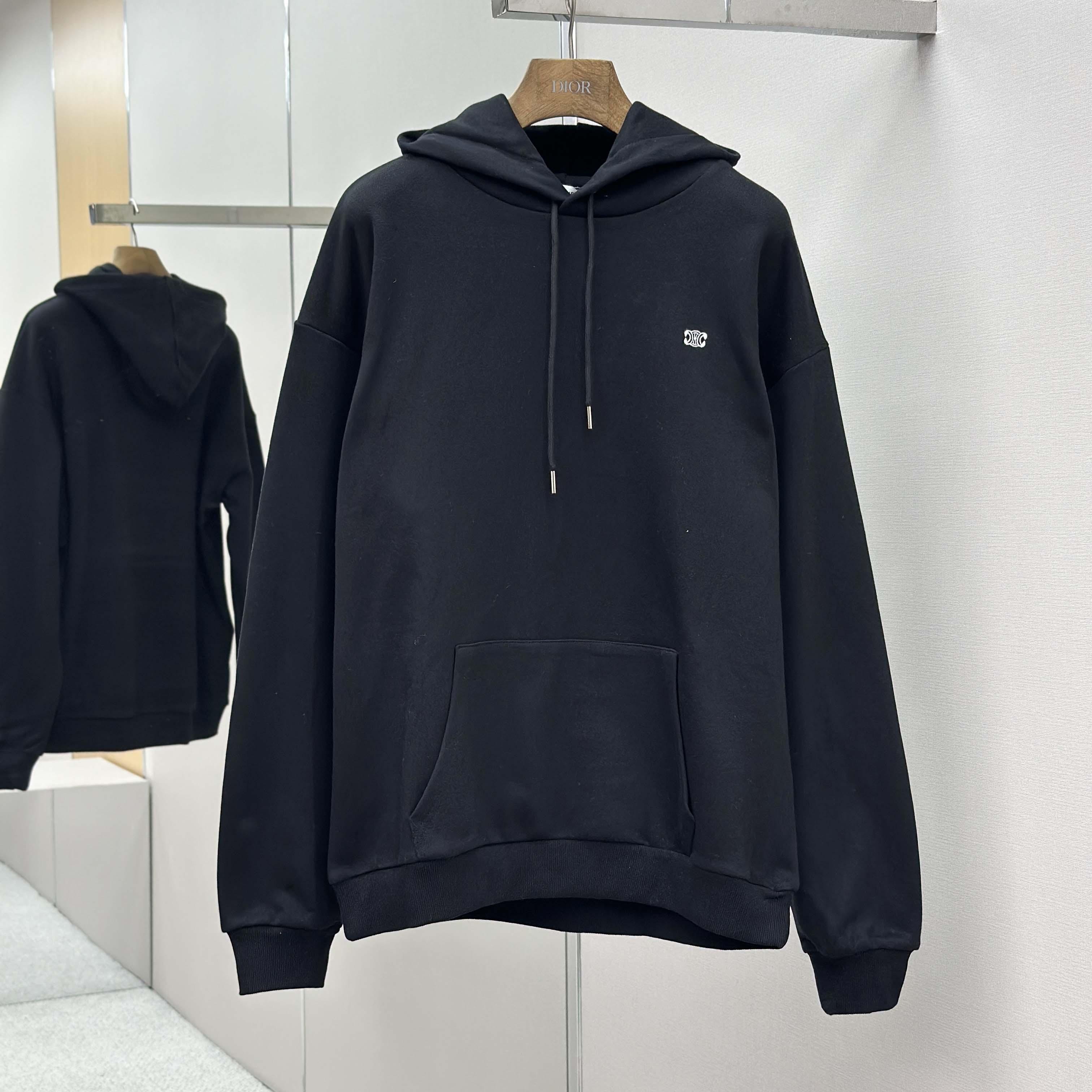 Celine Triomphe Loose Hoodie In Cashmere Cotton - DesignerGu