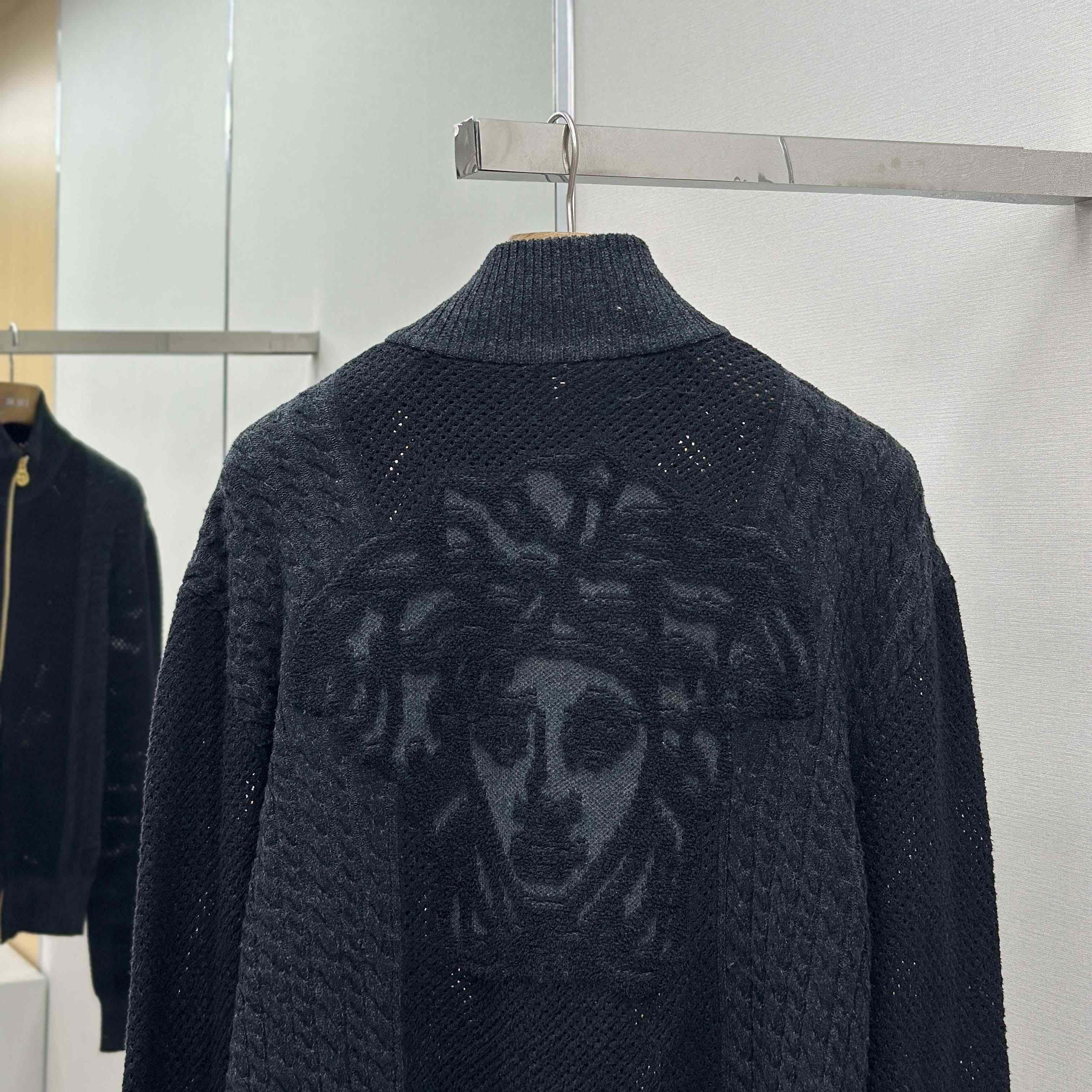 Versace Medusa Jacquard Zip Knit Sweater  - DesignerGu