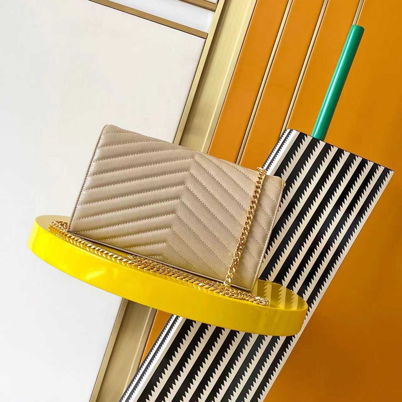 Saint Laurent Cassandre Chain Wallet In Lambskin (22.5x14x4cm) - DesignerGu